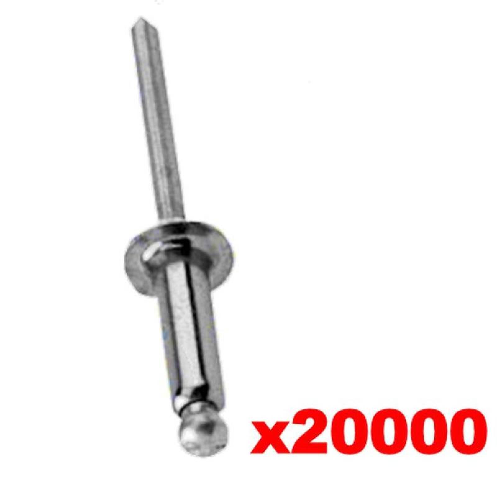 Remache Industrial de Aluminio MXREM-004 # 3 Diámetro 332" ó 2,3mm Long 14" ó 6,3mm Tipo Blind Acabado Aluminio Natural 20000Pza, RemHead