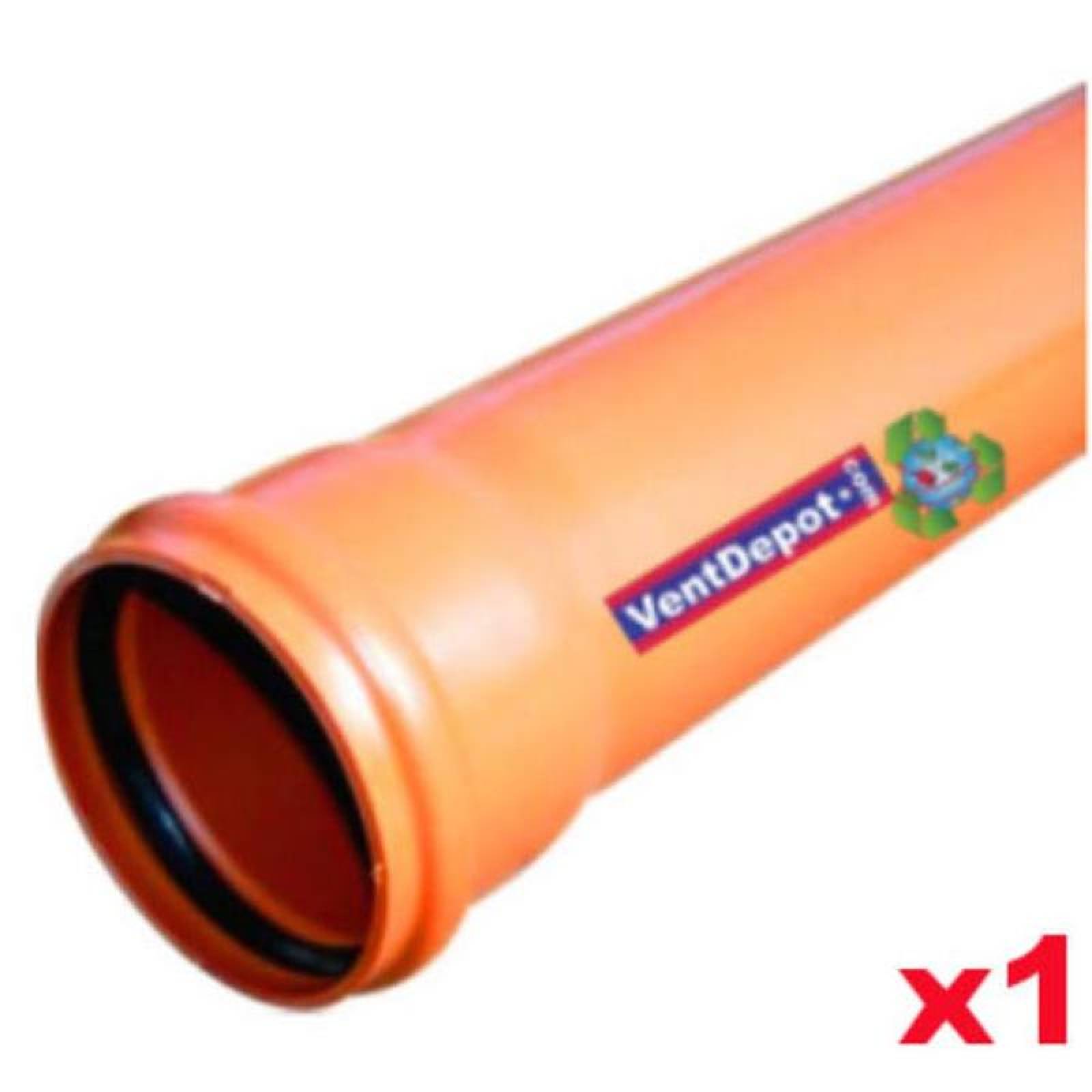 Tubo PVC Alcantarillado Industrial MXSRW-001 1 Pza 110mm Diámetro 6000 mm Longitud Tubo con Extremos Acampanados Anaranjado PVC Serie 25, SewerPipe
