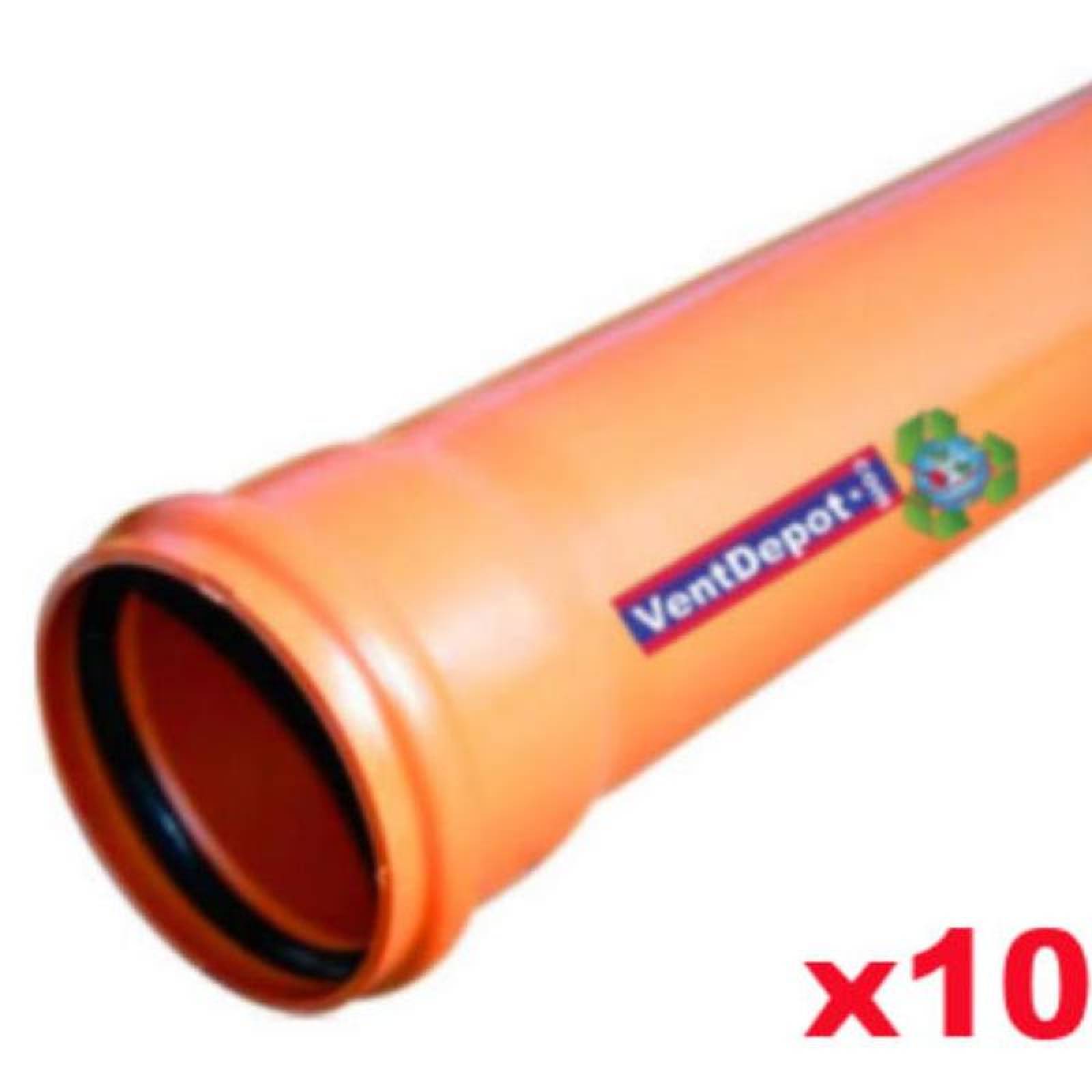 Tuberia de Alcantarillado Resistent MXSRW-009 10 Pzas 200mm Diámetro 3,9 mm Espesor 6000 mm Longitud Tubo con Extremos Acampanados Anaranjado PVC Serie 25, SewerPipe