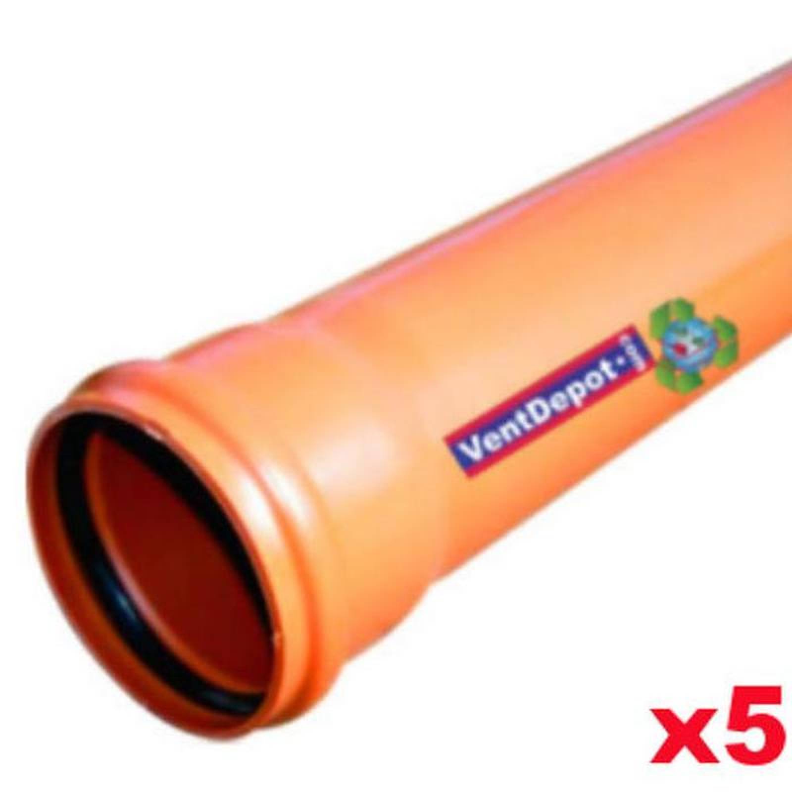 Tubo de PVC Resistente a Acidos MXSRW-065 5 Pza 800mm Diámetro 19,6 mm Espesor 6000 mm Longitud Tubo con Extremos Acampanados Anaranjado PVC Serie 20, SewerPipe