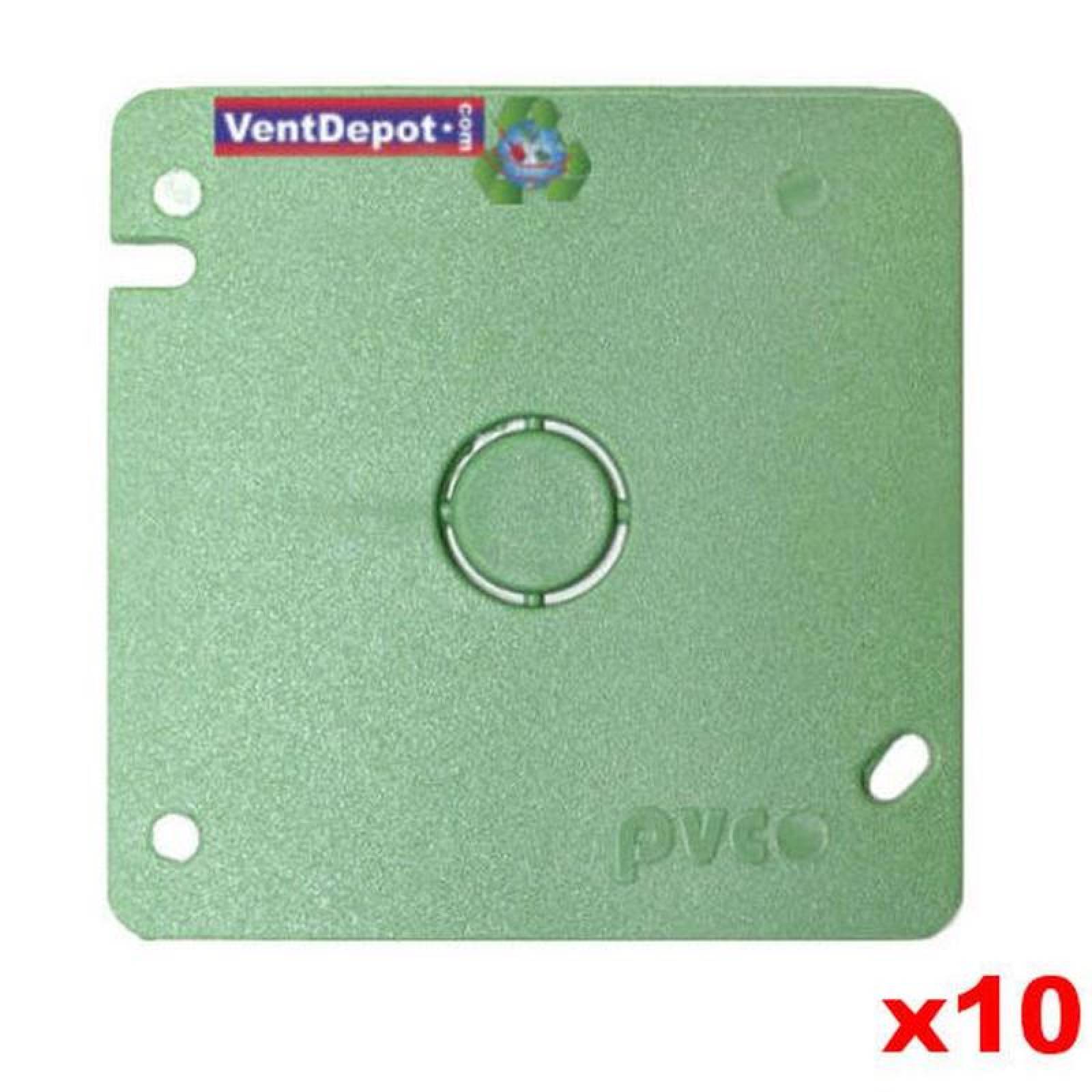 Tapas PVC con Salida de Tubo MXBVD-006-2 10 Pzs 25mm Diámetro Tapa Cuadrada con Salida Redonda Verde PVC, BoxCover Orbed
