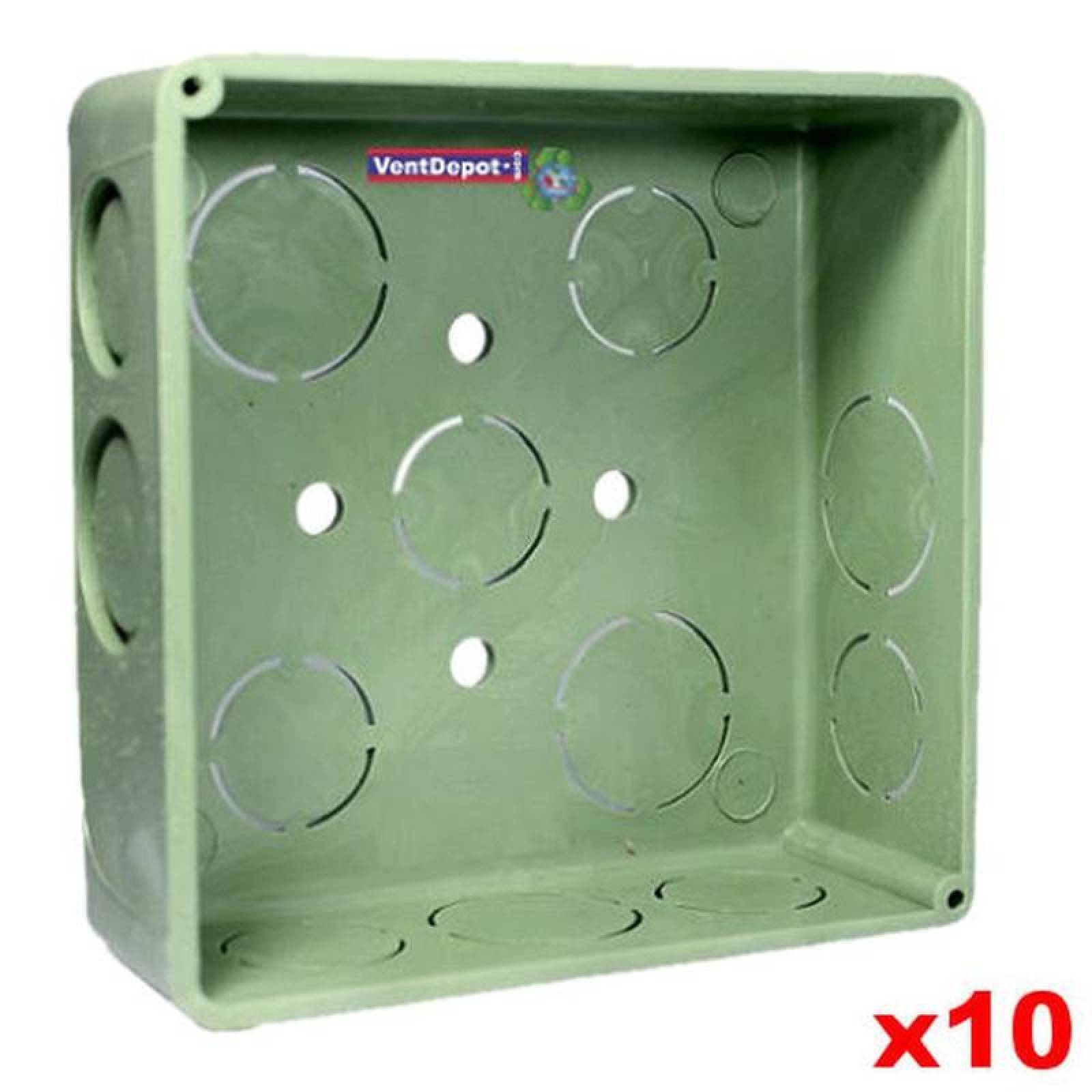 Cajas de Registro Electrico PVC MXECX-012-1 10 Pzas Caja Cuadrada de PVC 6X6" Entrada 1 12" Verde, ElecBox