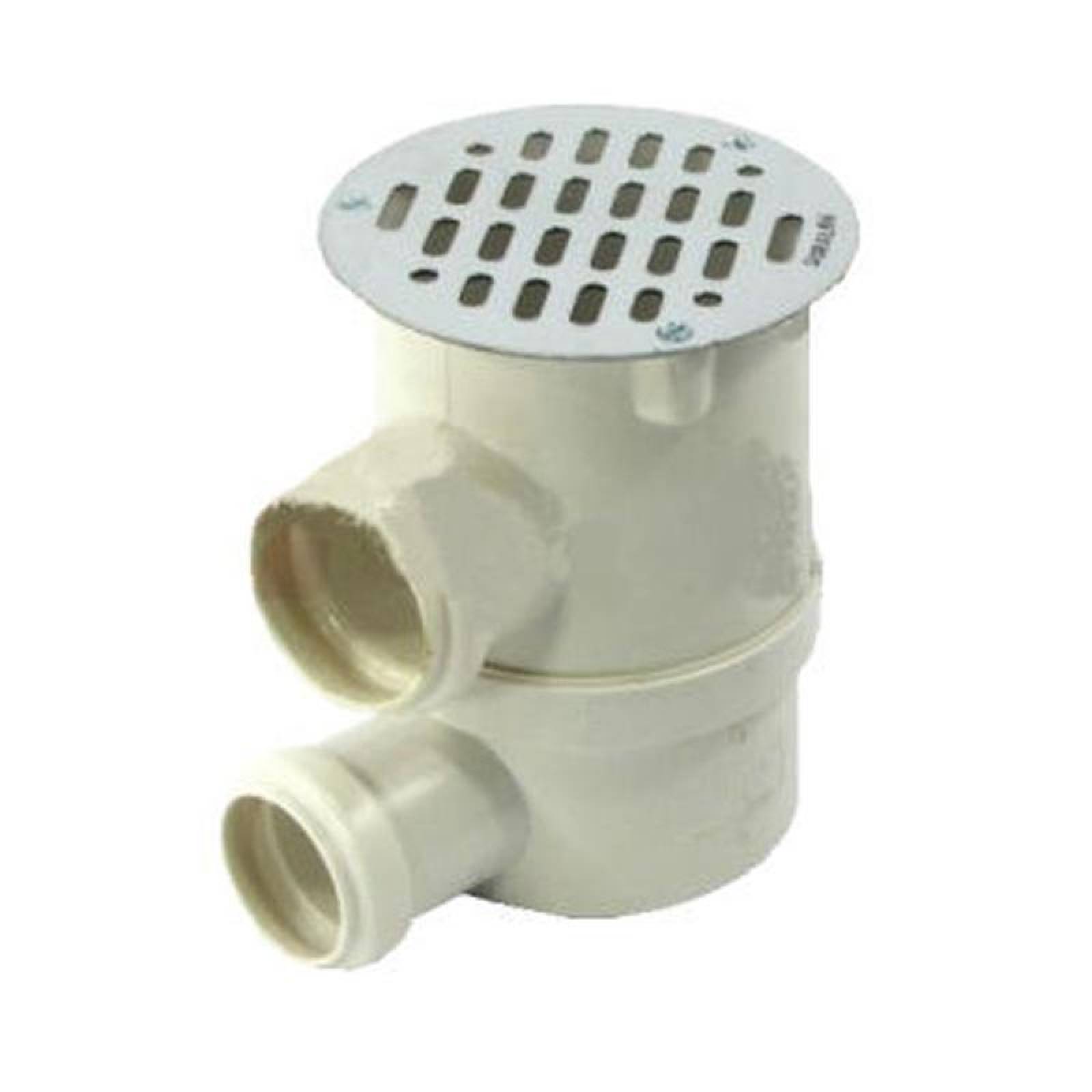 Dren para Ducha Plastico MXASN-007-3 10 Pzas 50mm Diámetro Cespol Bote Giratorio 2 Salidas Rejilla Cromada Blanco PVC, SanixCespol Bote Giratorio