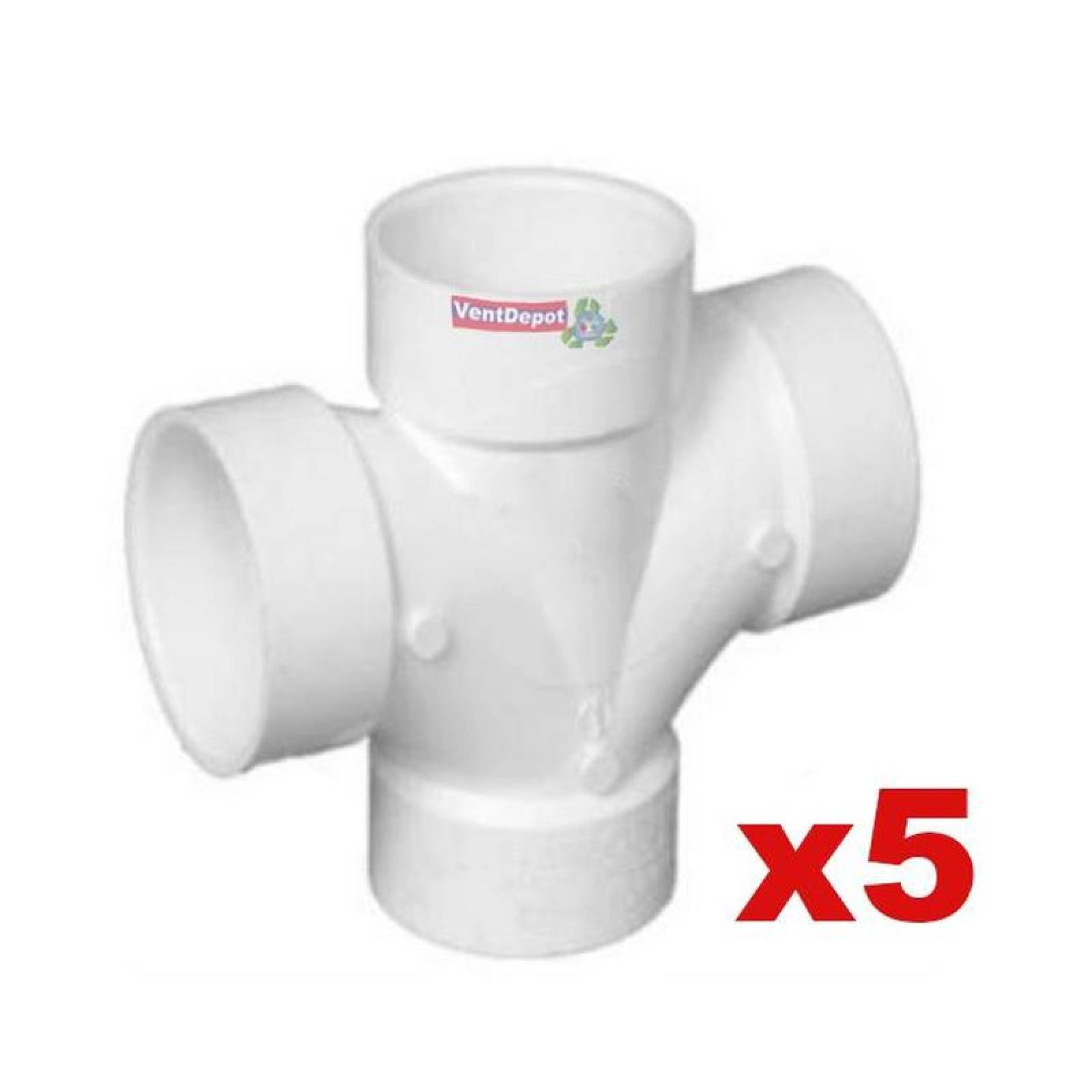 Tee Doble de PVC para Casa MXTED-001-3 1 Pza 110x110mm Diámetro Tee Doble Blanco PVC, SanixTee Doble