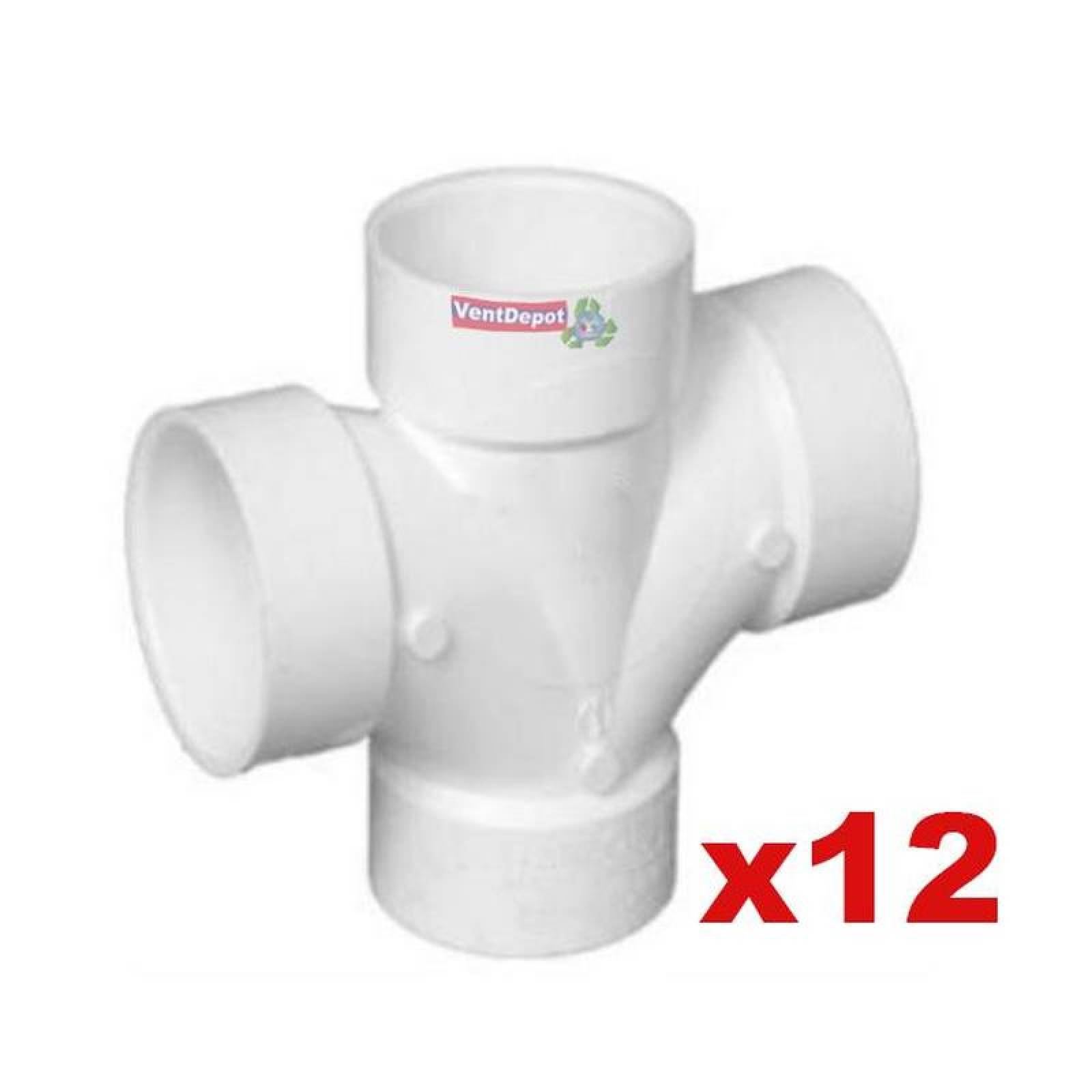 Conexiones PVC Tuberia MXTED-003-4 12 Pzas 110x110mm Diámetro Tee Doble Blanco PVC, SanixTee Doble