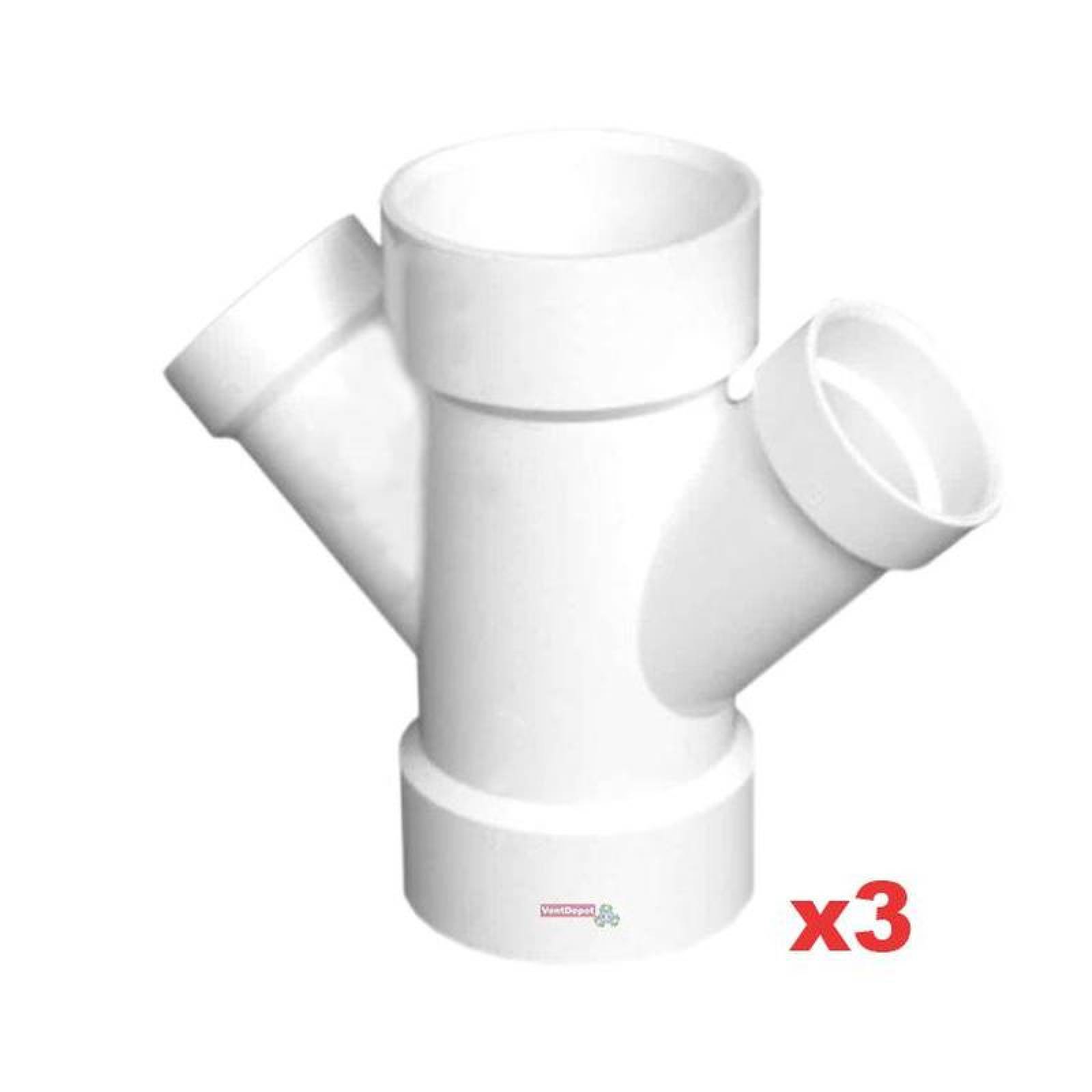 Conexiones PVC Plastico MXYED-025 3 Pzas 110x50x50mm Diámetro Yee Doble Blanco PVC , SanixYee Doble