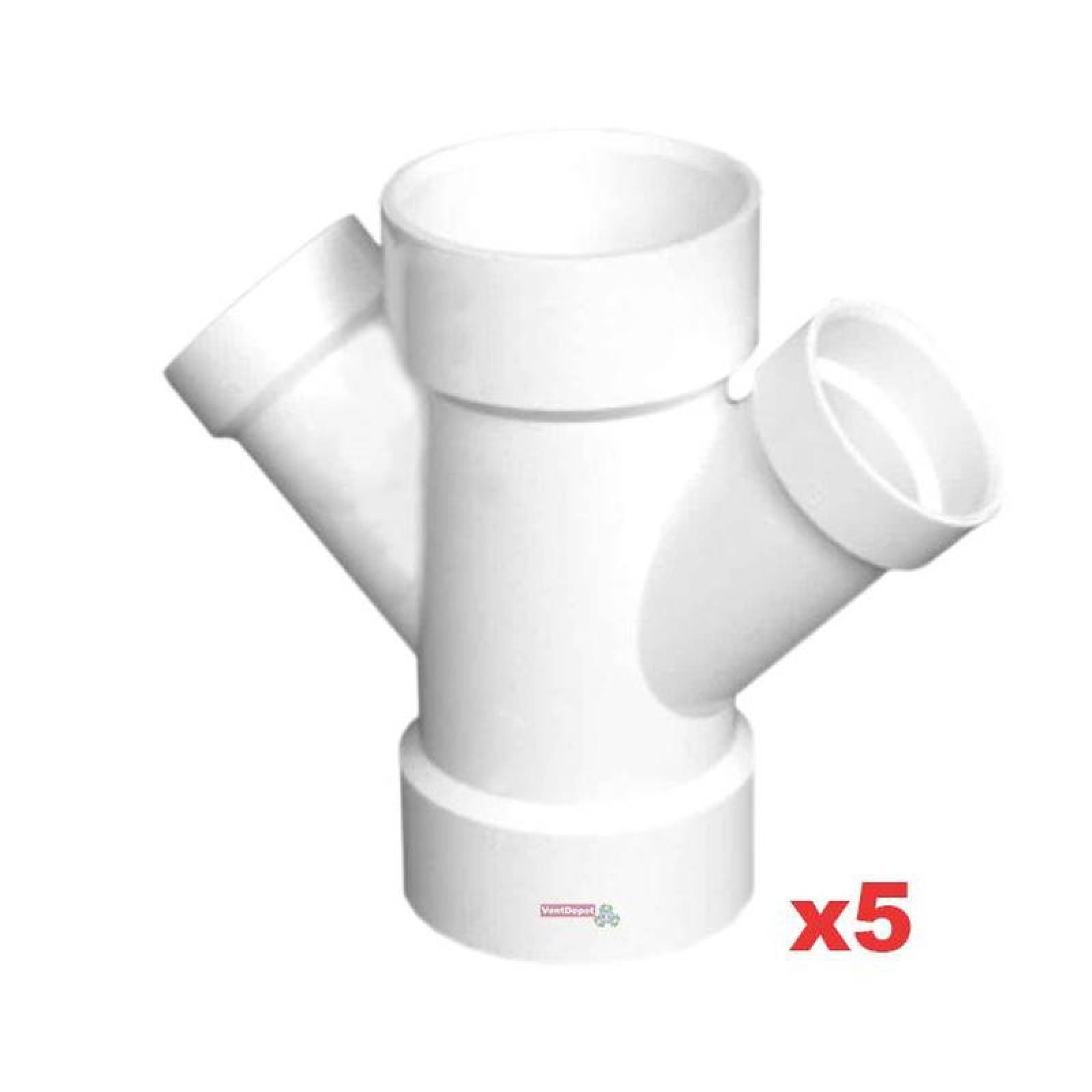 Conectores de PVC Conexion MXYED-027 5 Pzas 110x50x50mm Diámetro Yee Doble Blanco PVC, SanixYee Doble