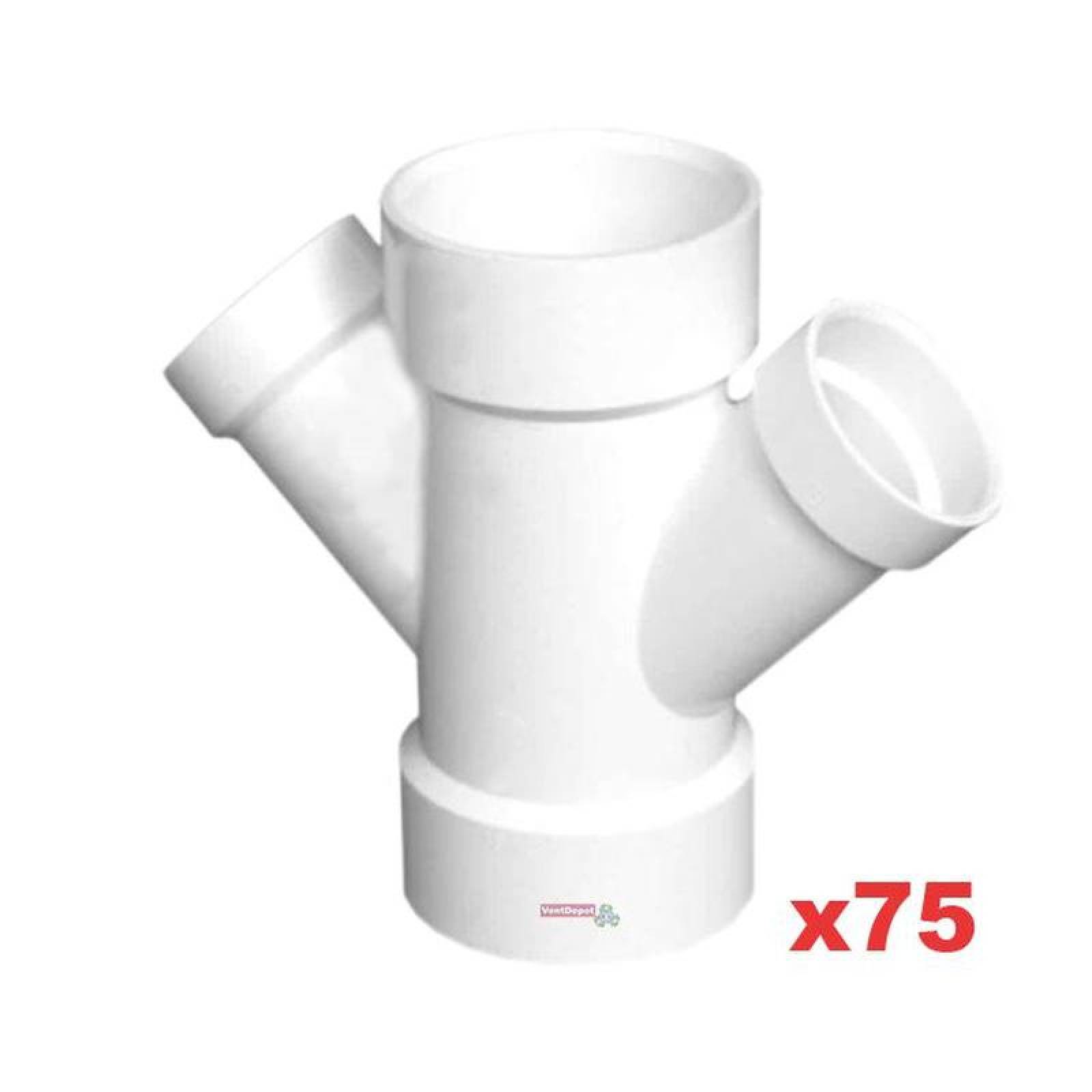 Yee Doble de PVC Plomeria MXYED-033 75 Pzas 110x50x50mm Diámetro Yee Doble Blanco PVC, SanixYee Doble
