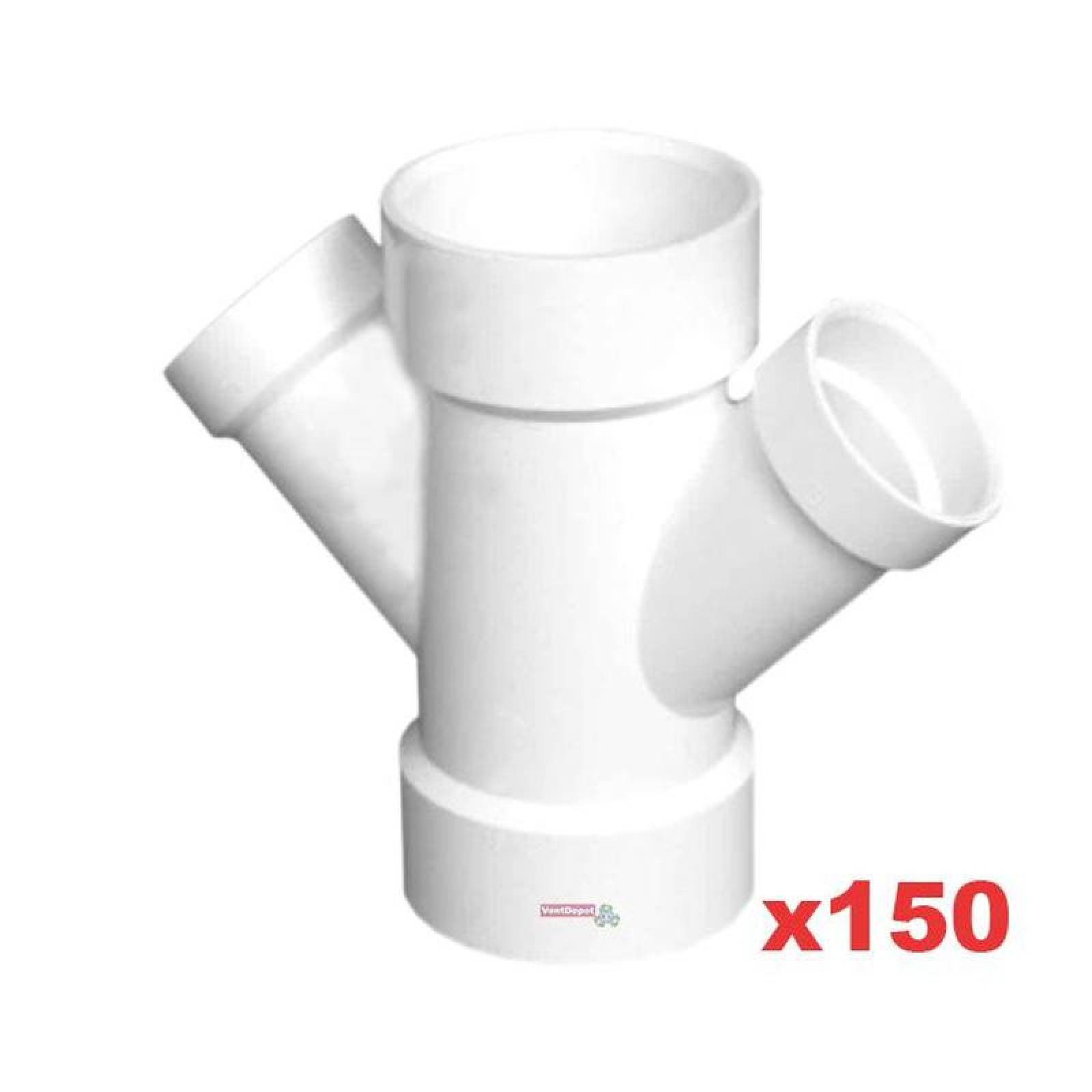 Yee Doble de PVC o Junta MXYED-035 150 Pzas 110x50x50mm Diámetro Yee Doble Blanco PVC, SanixYee Doble
