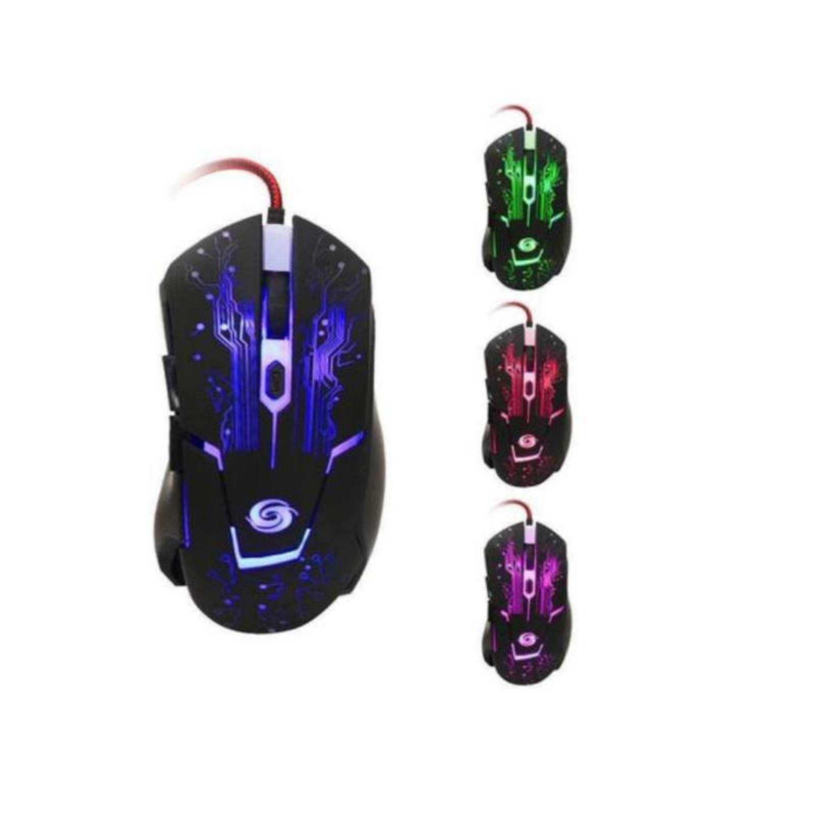 Ratón Gamer Alamabrico MXEGO-001-17 Tipo 7D Alámbrico Negro 5 BotonesRueda Desplazamiento Láser Óptico, ErgoPlay