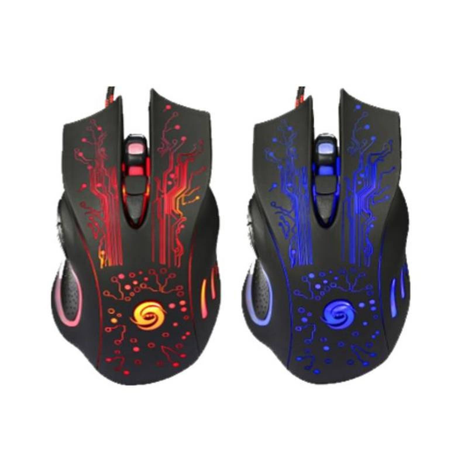 Ratón Gamer Duradero Ligero MXGLO-001-11 Tipo 7D Alámbrico Negro 5 BotonesRueda Desplazamiento Láser Óptico, GlowKnight