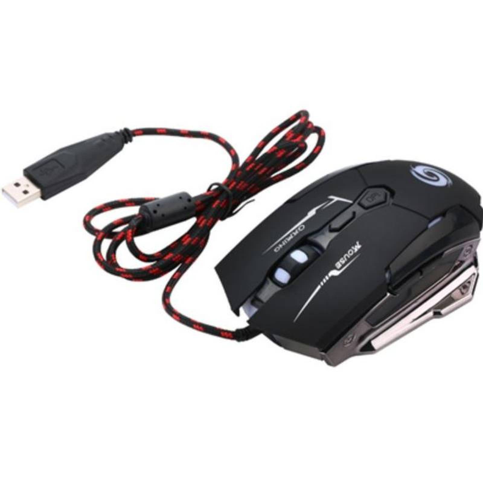 Ratón Gamer Winner Diseño Practico MXWIN-001-28 Tipo 8D Alámbrico Negro 6 BotonesRueda Desplazamiento Láser Óptico, Winner