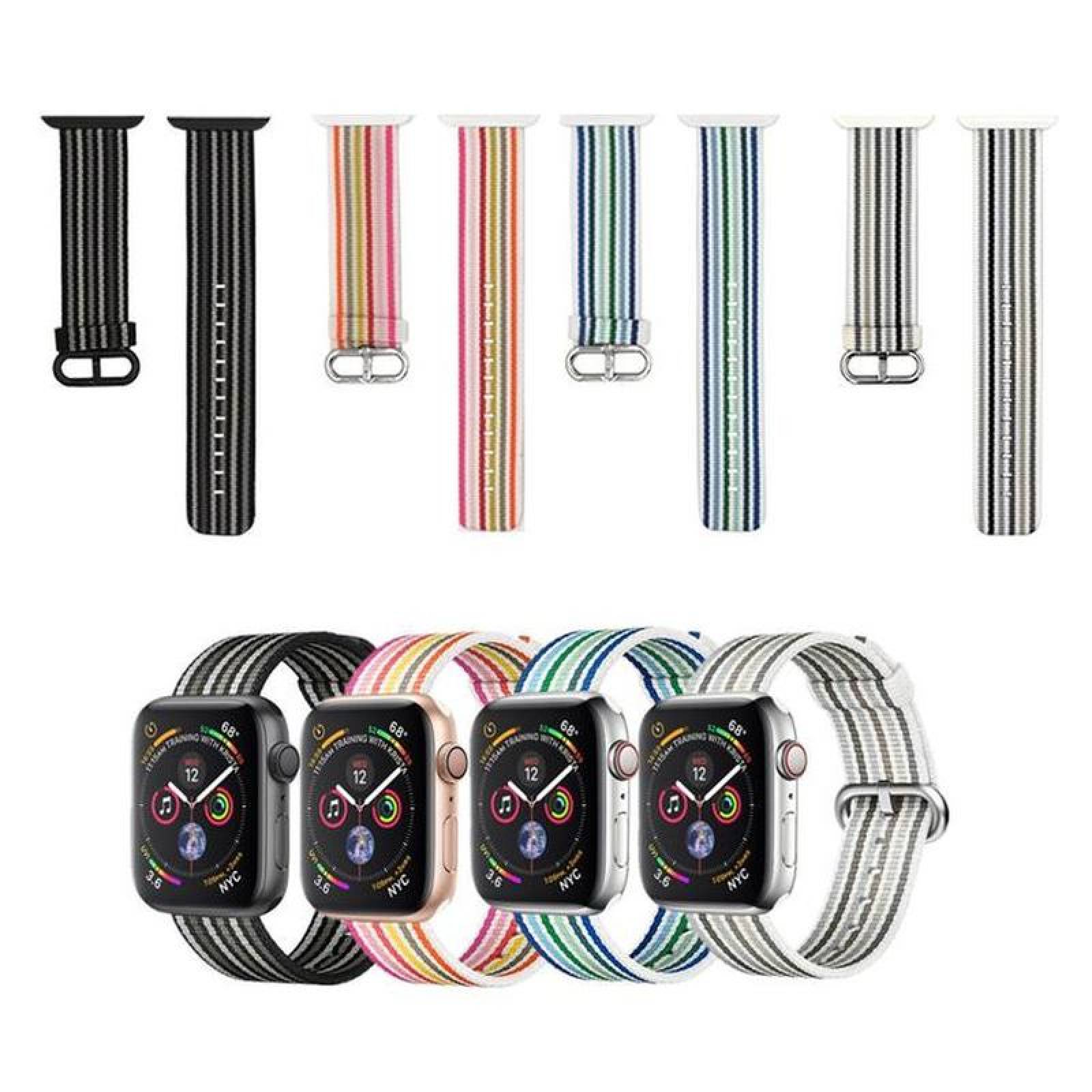 Extensible para Reloj Apple Watch, MXCCN-002-2, 42/44mm, ML, White Pink/Blanco Rosa, S123456SE, Nylon, Nylon Crested Collection
