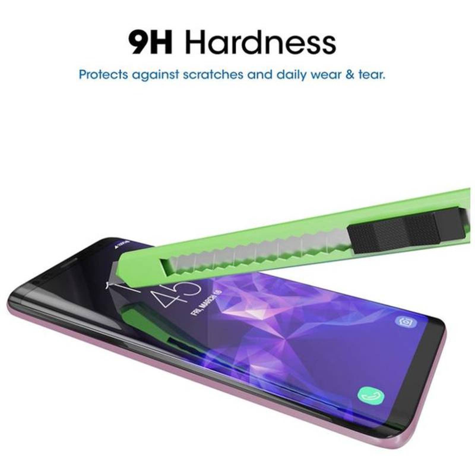 Protector de Pantalla para Celular, MXGLE-004-6, Galaxy S9 Plus, 3D, 147mm, Cristal Templado, Transparente/Negro., SamsungBlack