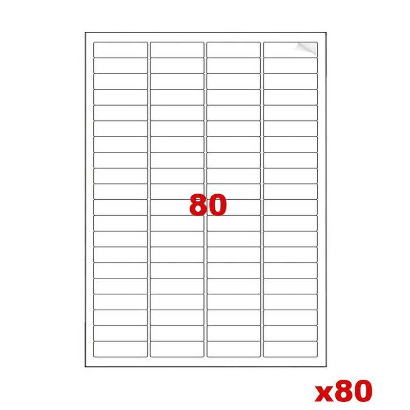  Etiquetas Adhesivas para Cuadernos, MXBXA-004-3, 80 Hojas en 4 Paquetes, 80 Etiquetas por Hoja, 13x44mm, T/Carta, Blanco Mate., LabelXtraPro
