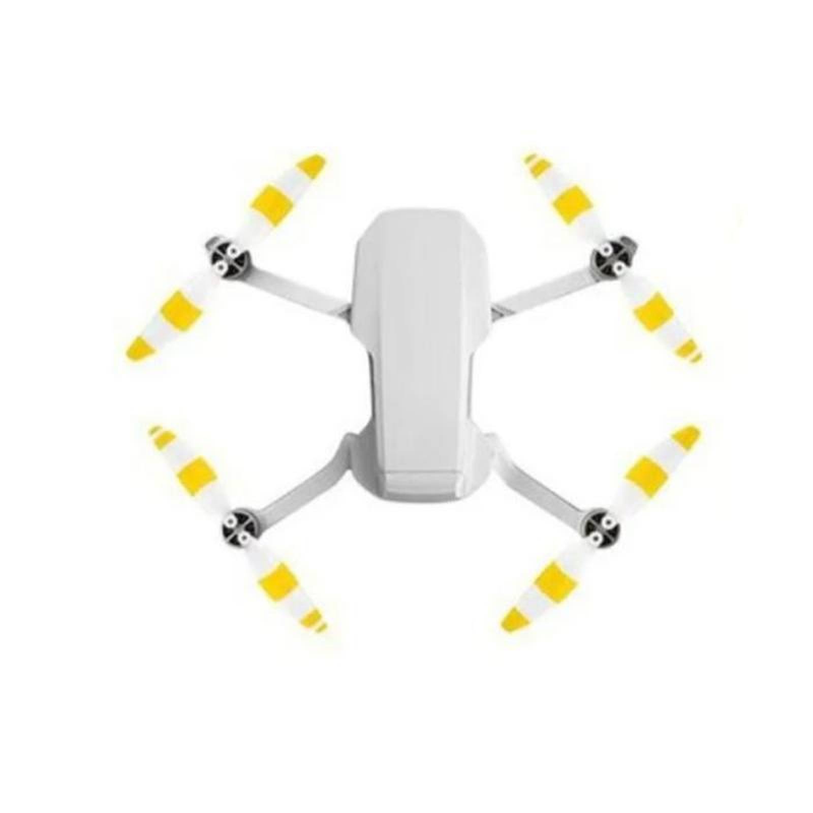 Hélice de ocho Palas para Dron, MXHMI-002-6, 8 Hélices, Blanco con Amarillo, Mavic Mini /2/SE, 12 Tornillos, 1 Destornillador, MiniProp