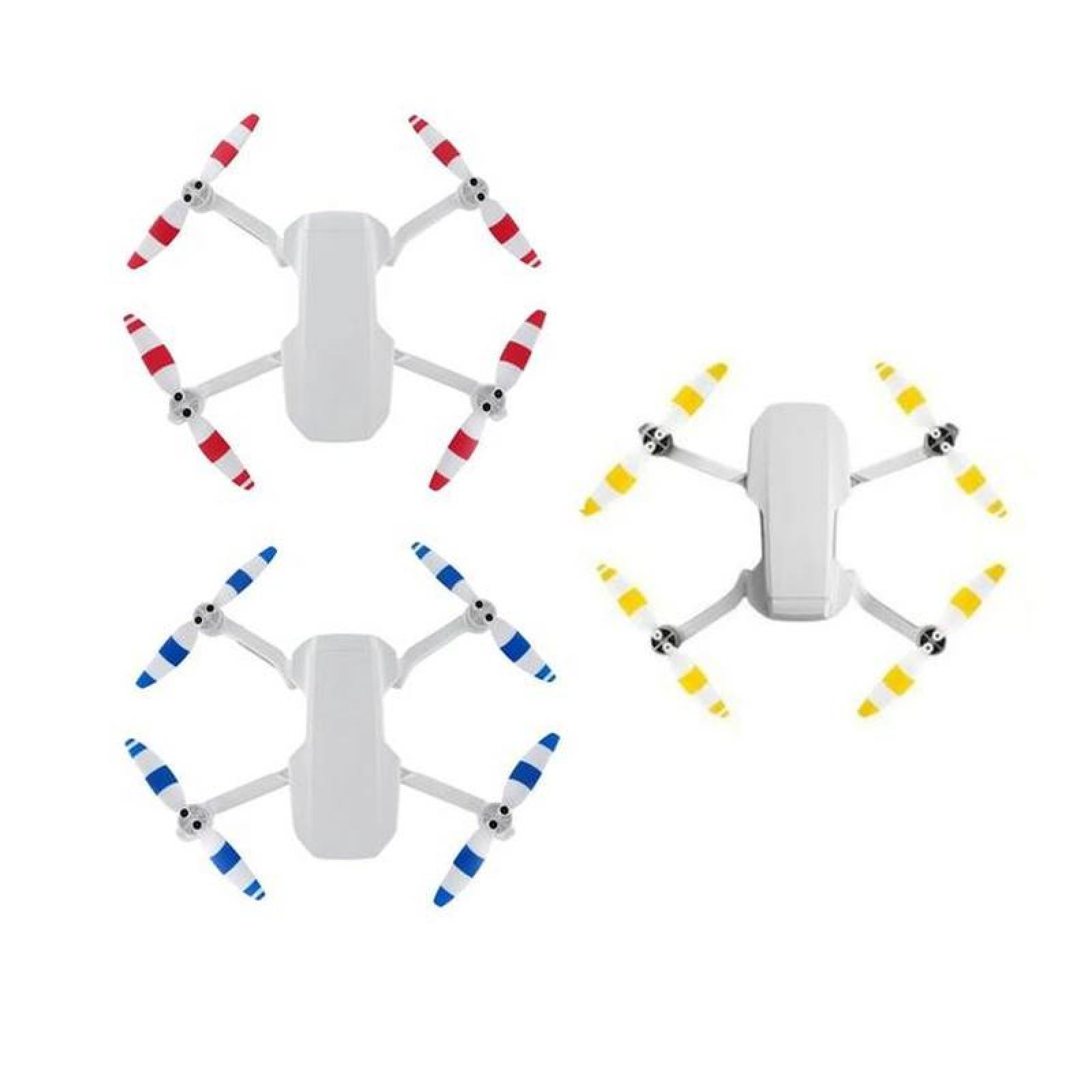 Hélice de ocho Palas para Dron, MXHMI-002-6, 8 Hélices, Blanco con Amarillo, Mavic Mini /2/SE, 12 Tornillos, 1 Destornillador, MiniProp