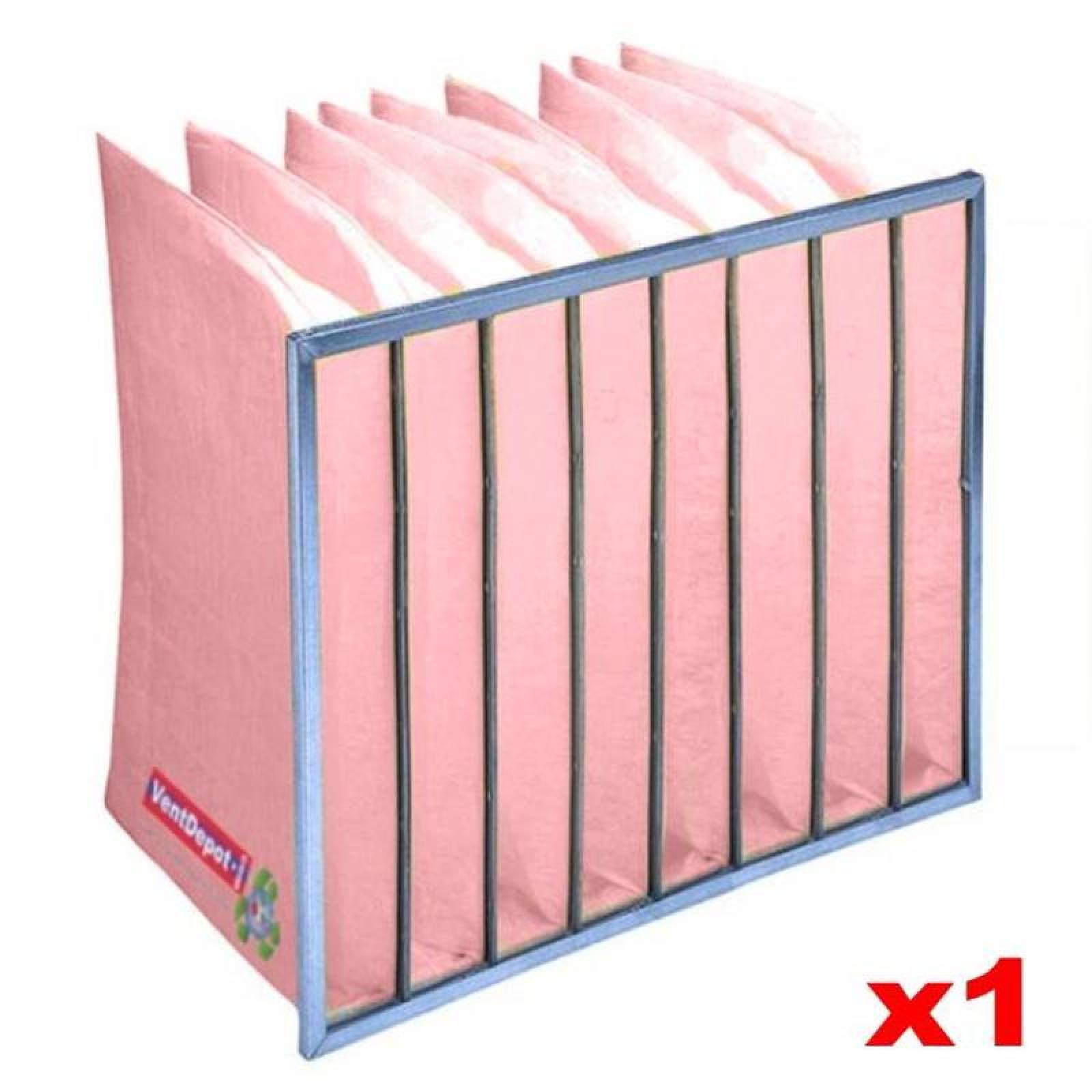 Filtros de Aire de Bolsa Comercial MXJFX-199 24x24x12" MERV 12 Eficiencia 90 a 95porciento a 30 mic 1436m³hr a 1mmcda 8 bolsas reusable 1Pza JuFiltrox