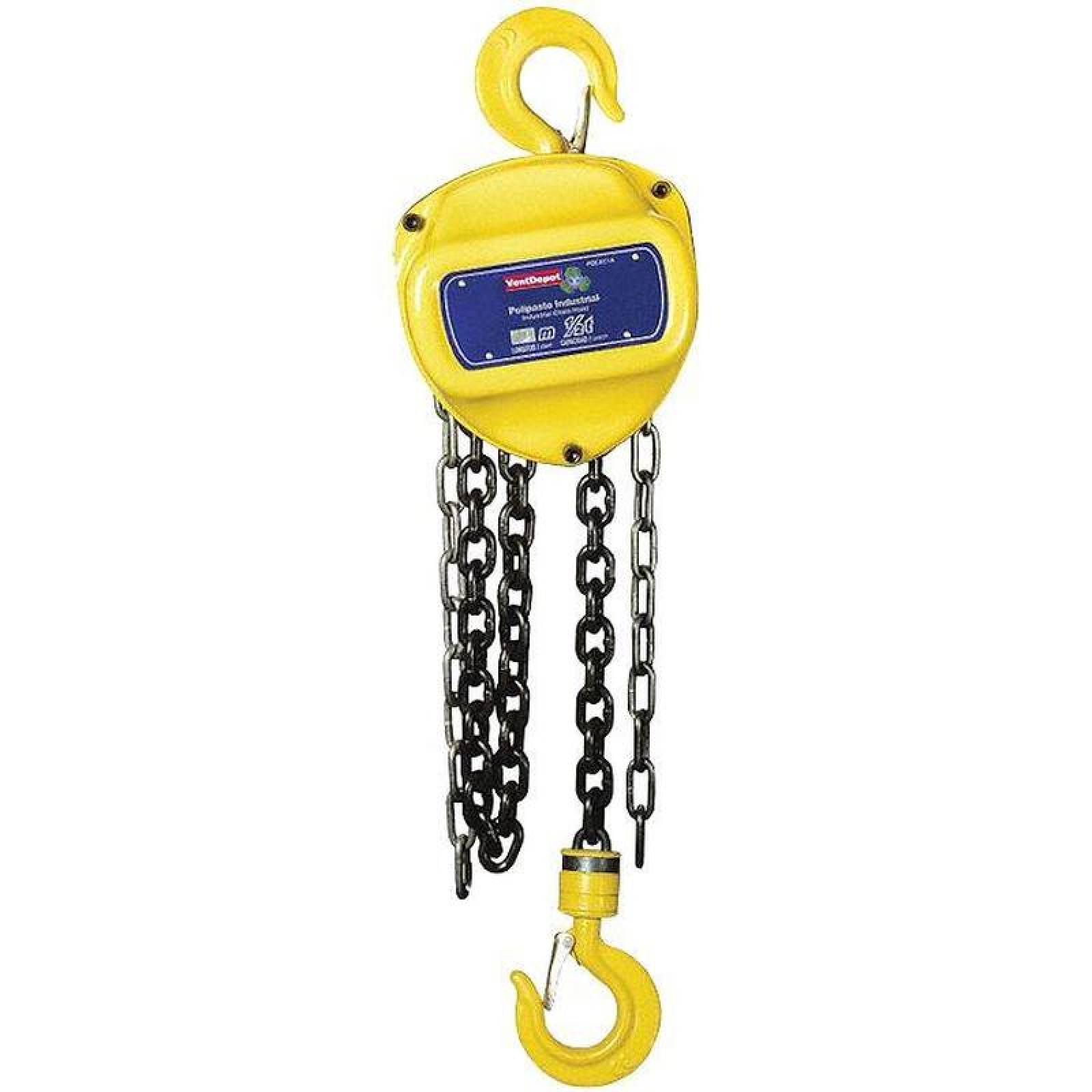 Polipasto Industrial 10 Toneladas MXIHO-006-1 2 T, 6 m, Long,Cadena 6 mm Diámetro Cadena 31mm Apertura Gancho 2 Tiros de Cadena IndustrialHoist