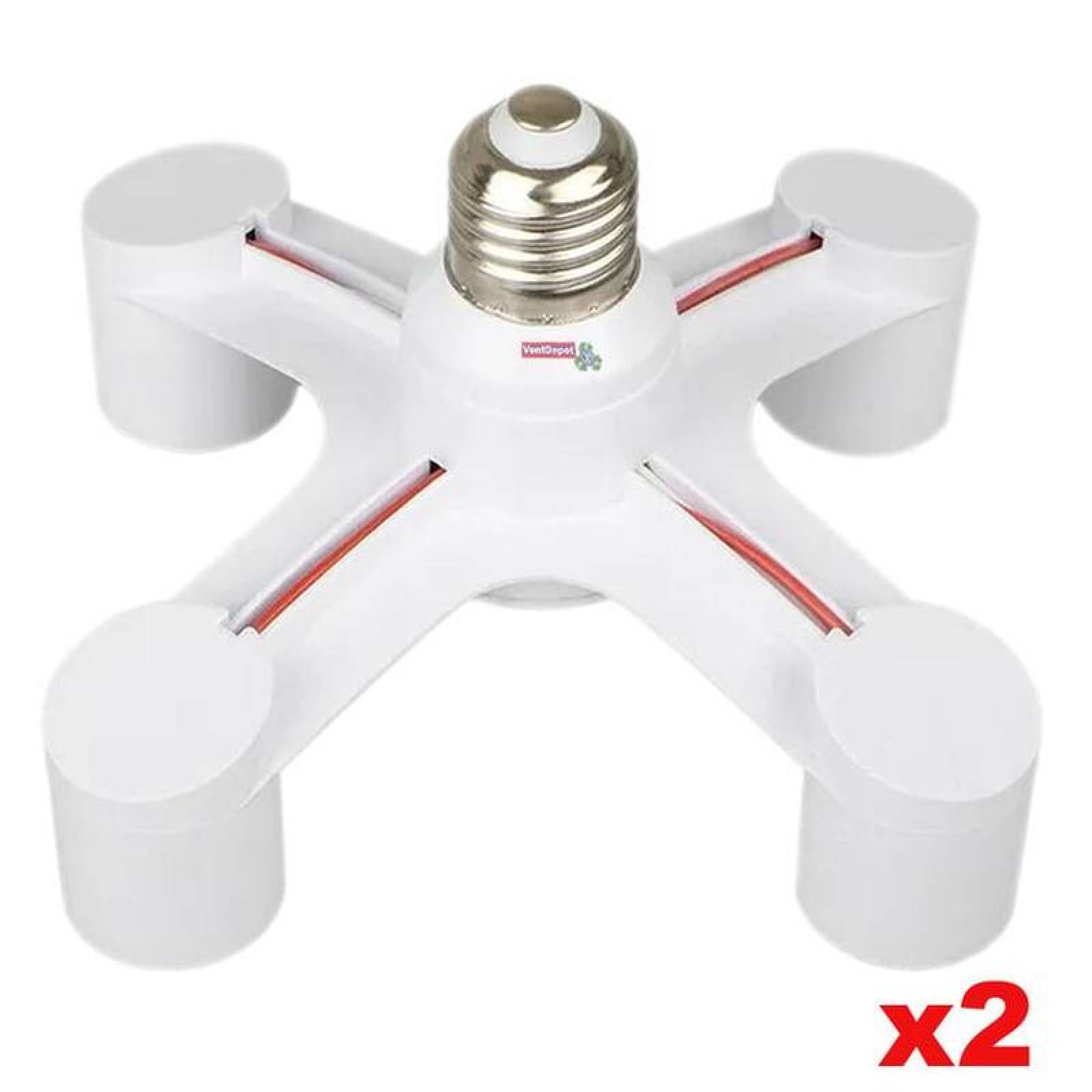Socket para Bombillas para Casa MXDOU-002-1 2 Pzs 1 a 4 E27 110-220V 60Hz, AdapFour