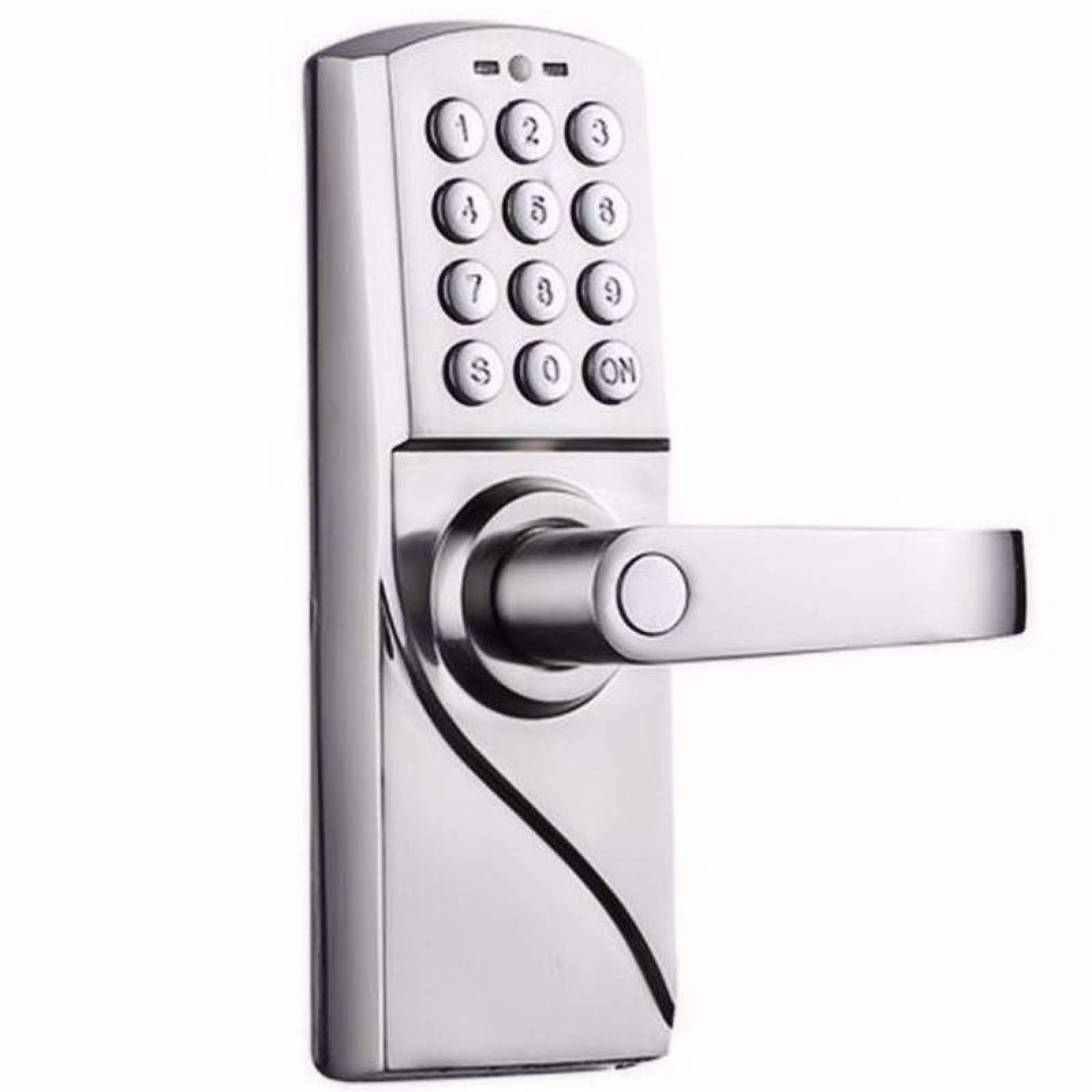 Chapa para Puerta de Entrada MXLCK-001-16 Grosor Puerta 35 a 55mm Código Numérico Plata Pilas 4 x AA No incluidas, PrimeKeyLock