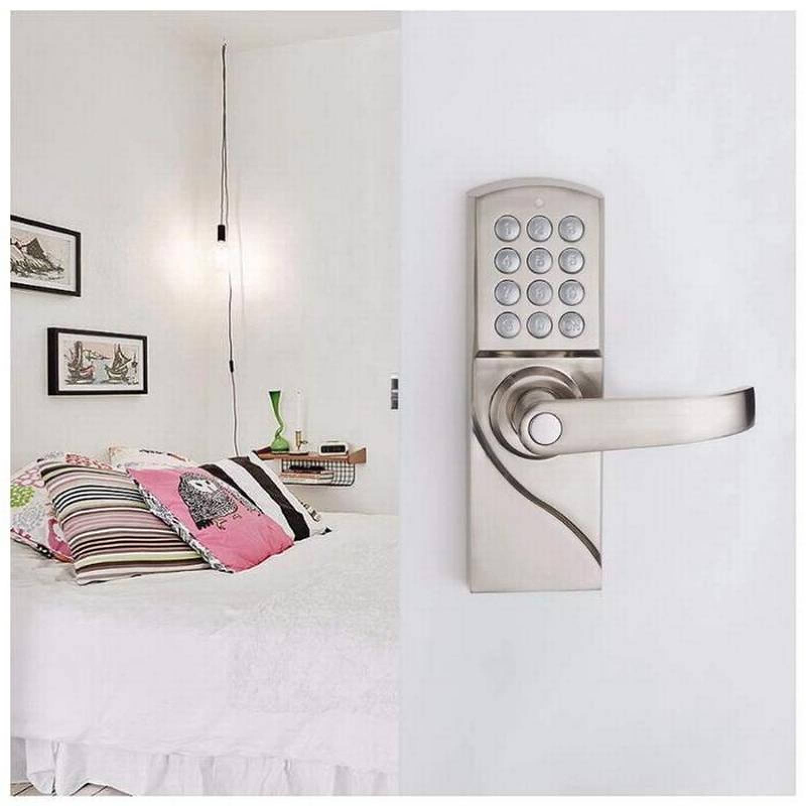 Chapa para Puerta de Entrada MXLCK-001-16 Grosor Puerta 35 a 55mm Código Numérico Plata Pilas 4 x AA No incluidas, PrimeKeyLock