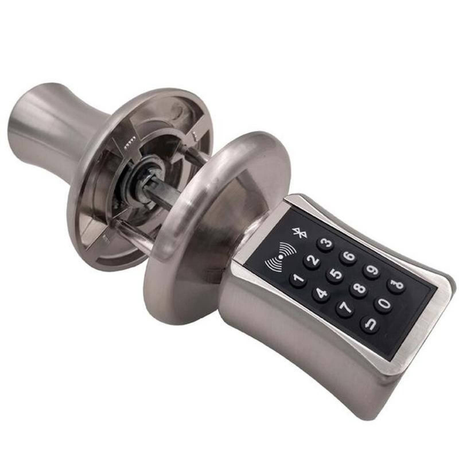 Cerrojo Bluetooth de alta Seguridad MXMEK-001-24 SistemasBluetooth IC Card contraseña y Llave Mecanica, Niquel Espesor de Puerta 30 a 100 mm Pilas 3 x AAA No incluidas, MetalKey