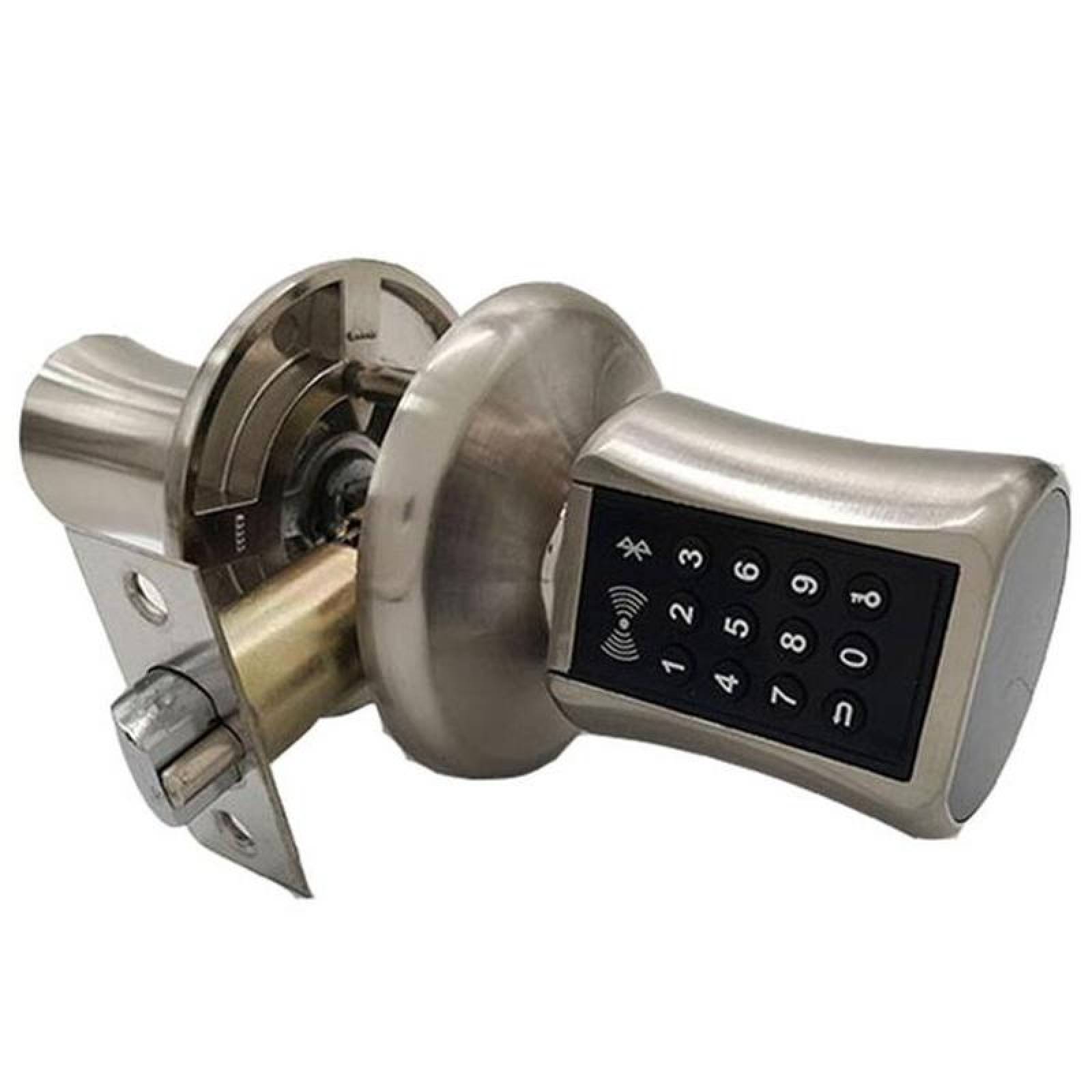 Cerrojo Bluetooth de alta Seguridad MXMEK-001-24 SistemasBluetooth IC Card contraseña y Llave Mecanica, Niquel Espesor de Puerta 30 a 100 mm Pilas 3 x AAA No incluidas, MetalKey