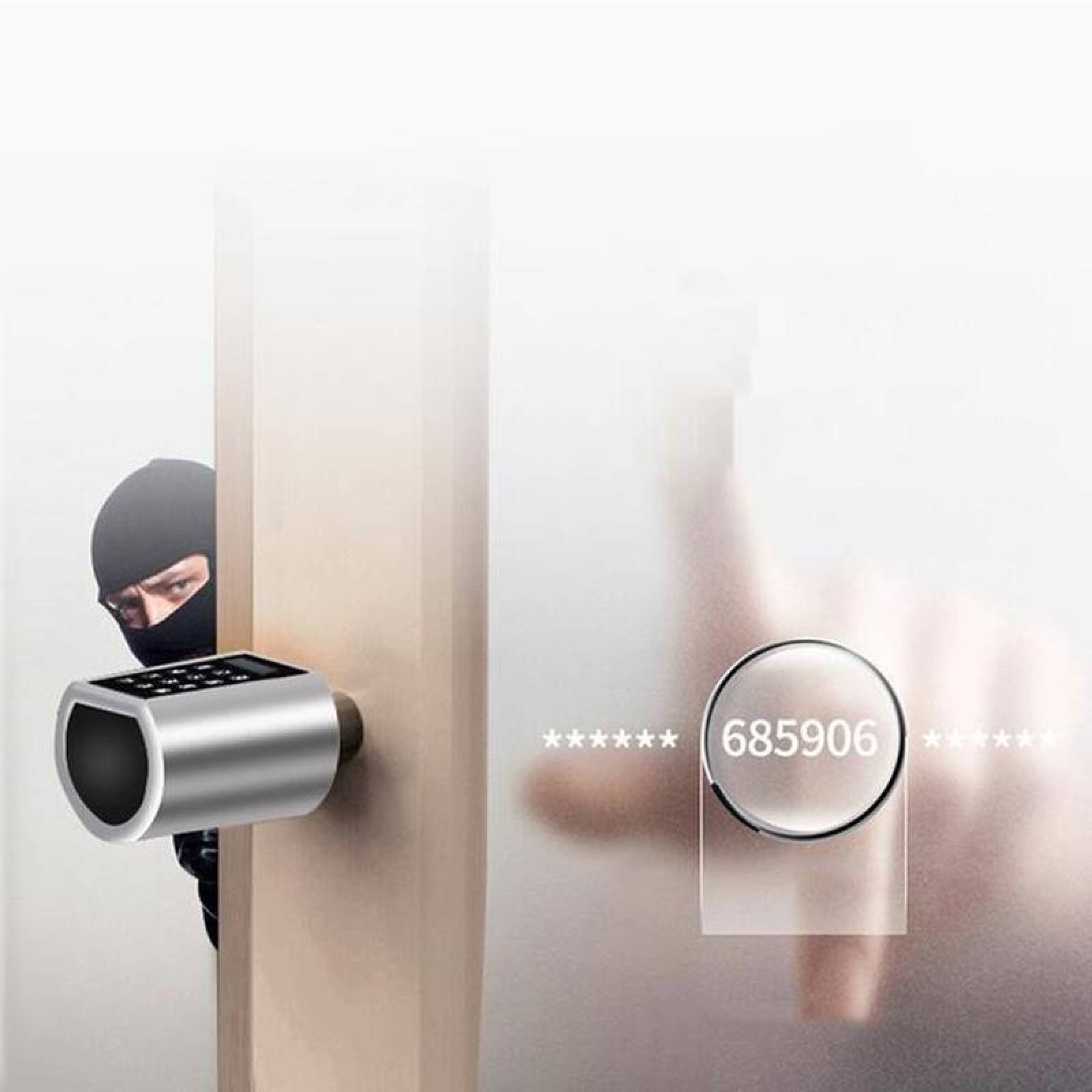 Cerrojo Bluetooth de alta Seguridad MXMEK-001-24 SistemasBluetooth IC Card contraseña y Llave Mecanica, Niquel Espesor de Puerta 30 a 100 mm Pilas 3 x AAA No incluidas, MetalKey