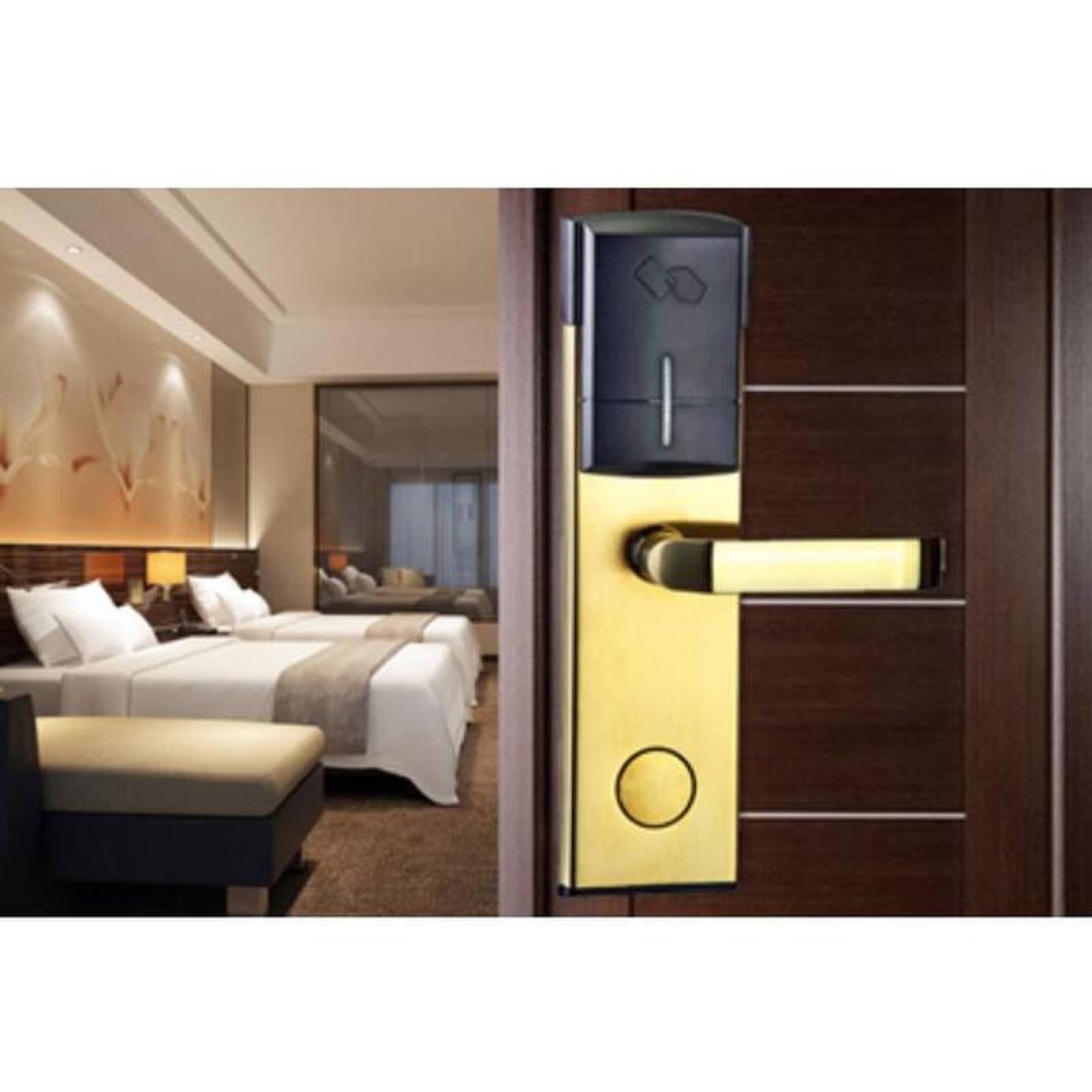 Chapa Electrónica MXLKP-001-7 NFC Oro Espesor de Puerta 35 a 55 mm Android y IOS Pilas 4 x AA No incluidas LockPhone