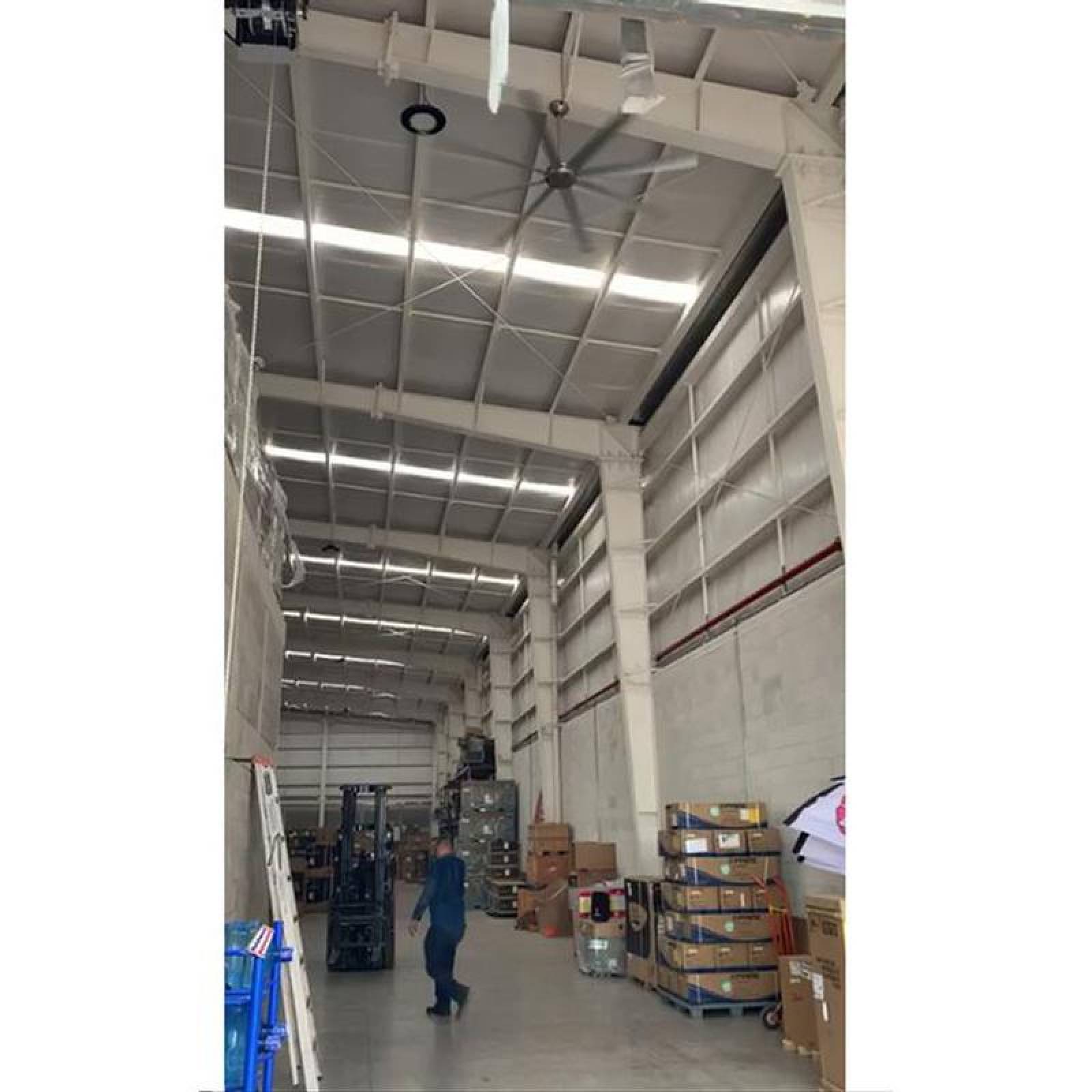 Ventiladores Gigantes Baja Velocida, MXSIW-001-14, Diametro 2,5m u 8Pies, 47572 m3/hr, 80 RPM, Acabado Aluminio, 6 Velocidades, 121,7 W, 127V, 60Hz, 45dB,, SoftWind