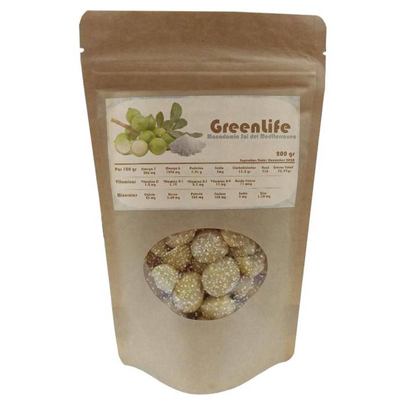 Nueces de Macadamia Sales Gourmet MXMIS-004-5 200grMacadamia Sal del Mediterraneo Nuez PeladaBolsa de Papel Kraft, Macadamia Salada