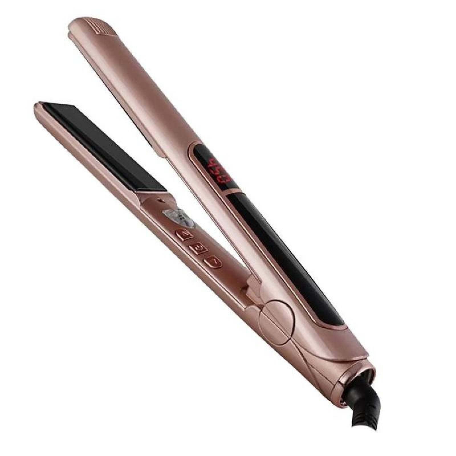 Plancha con Placas de Cerámica, MXSGP-003-7, Oro Rosa, 100-240V, Temperatura ajustable 90-230C, Placa 100mm x 25mm, Ceramica y Turmalina,, StraightPro
