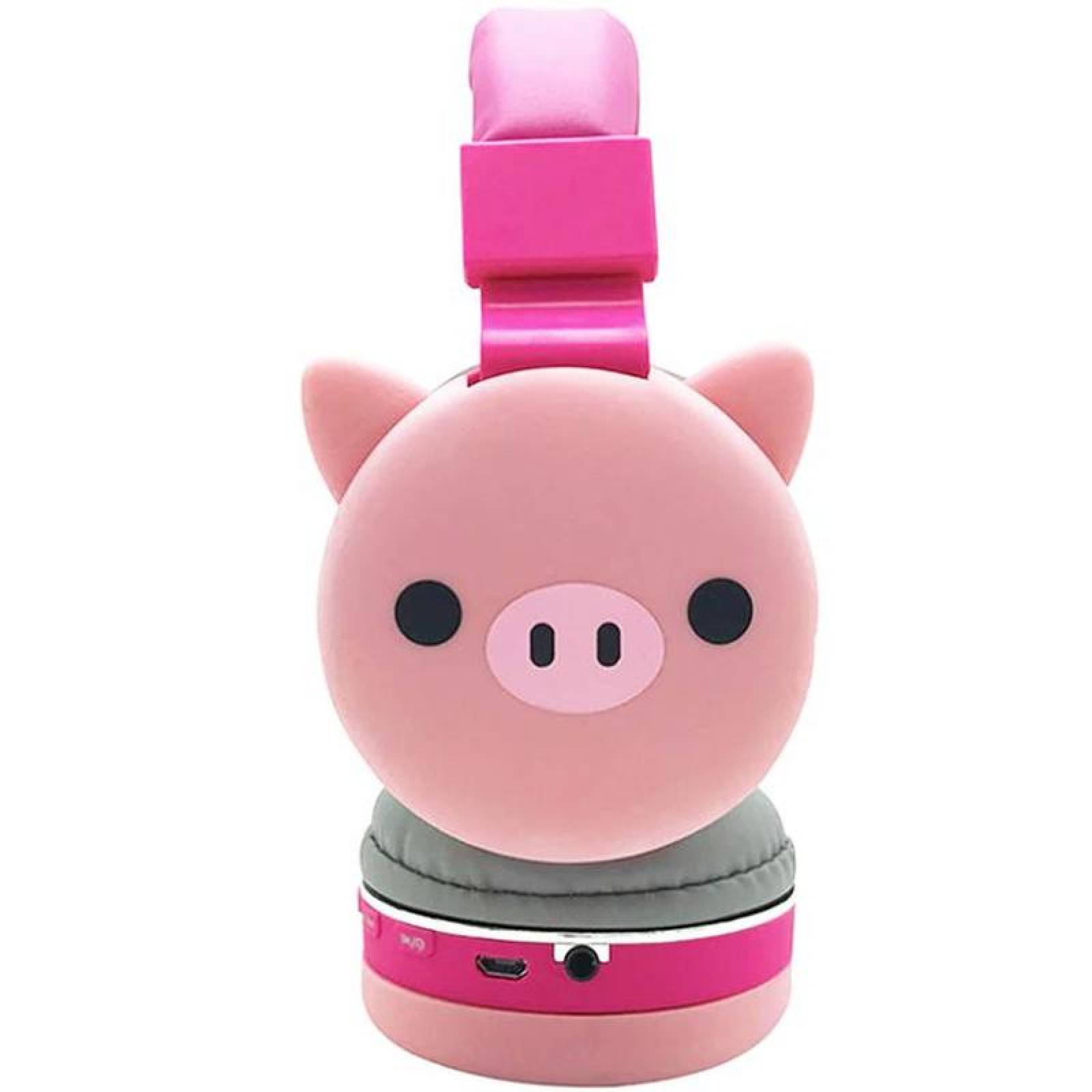 Audífonos 3D Diseño de Puerquito , MXNCH-001-8, Rosa, Jack 3.5mm, Cable 1.2m, 108±3dB, 20Hz a 20000Hz, Chanchito