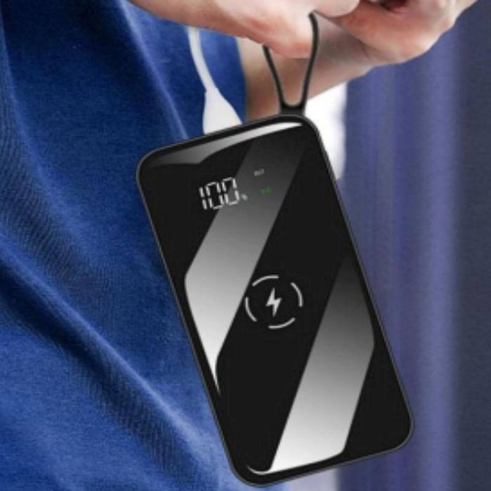 Cargador Inalámbrico Buen Diseño MXCRI-001-28 30000mAh 4 en 1 Negro Fácil Transportación Salida Qi inalámbrica 1xUSB 1,0 2xUSB 2,0 Entrada Cable USB incluido, Qi CristalPro