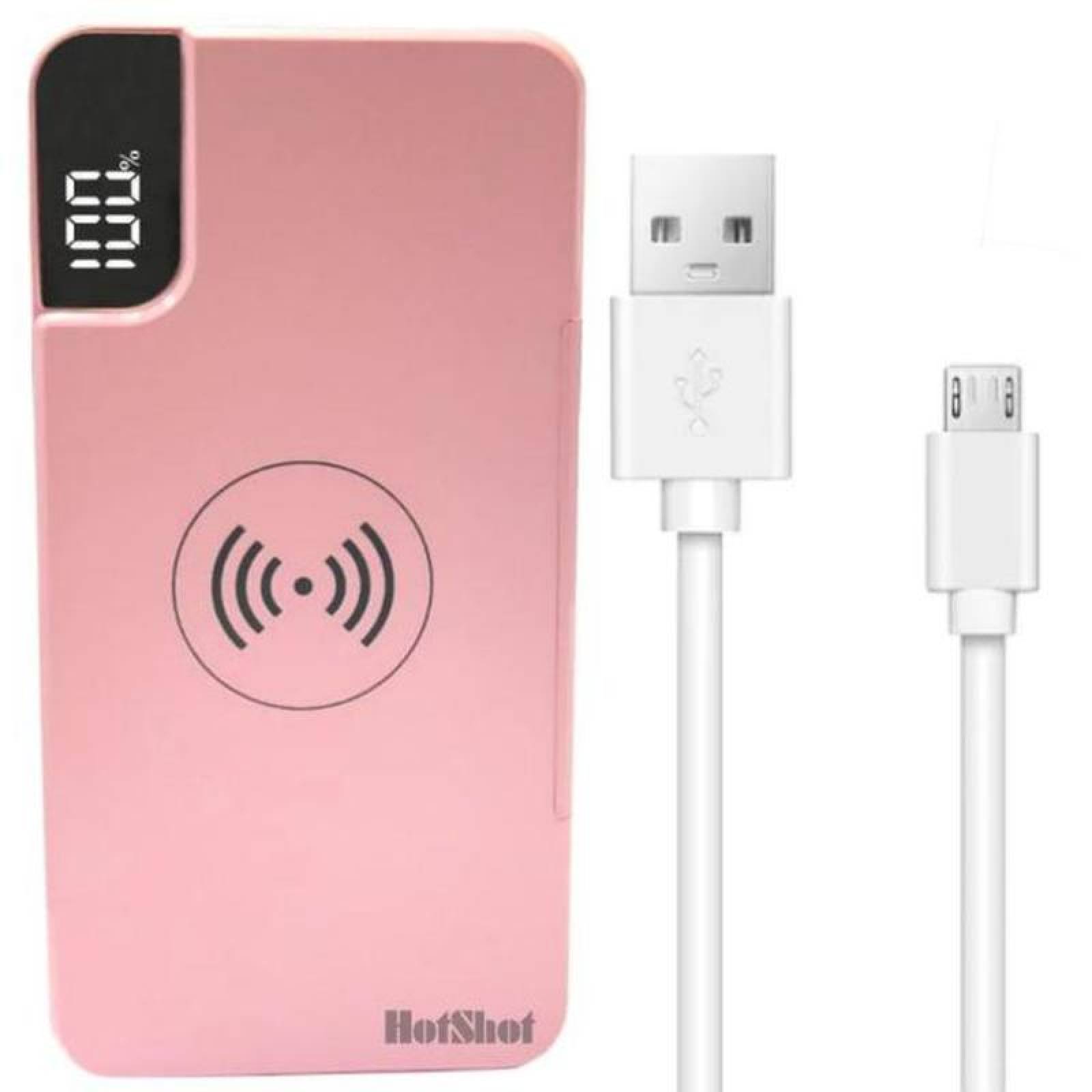 Power Bank Diseño Practico MXQIV-001-5 30000mA Rosa Salida Qi inalámbrica 1xUSB 3,0 1xUSB 1,0 Entrada Cable USB incluido, Qi Vintage