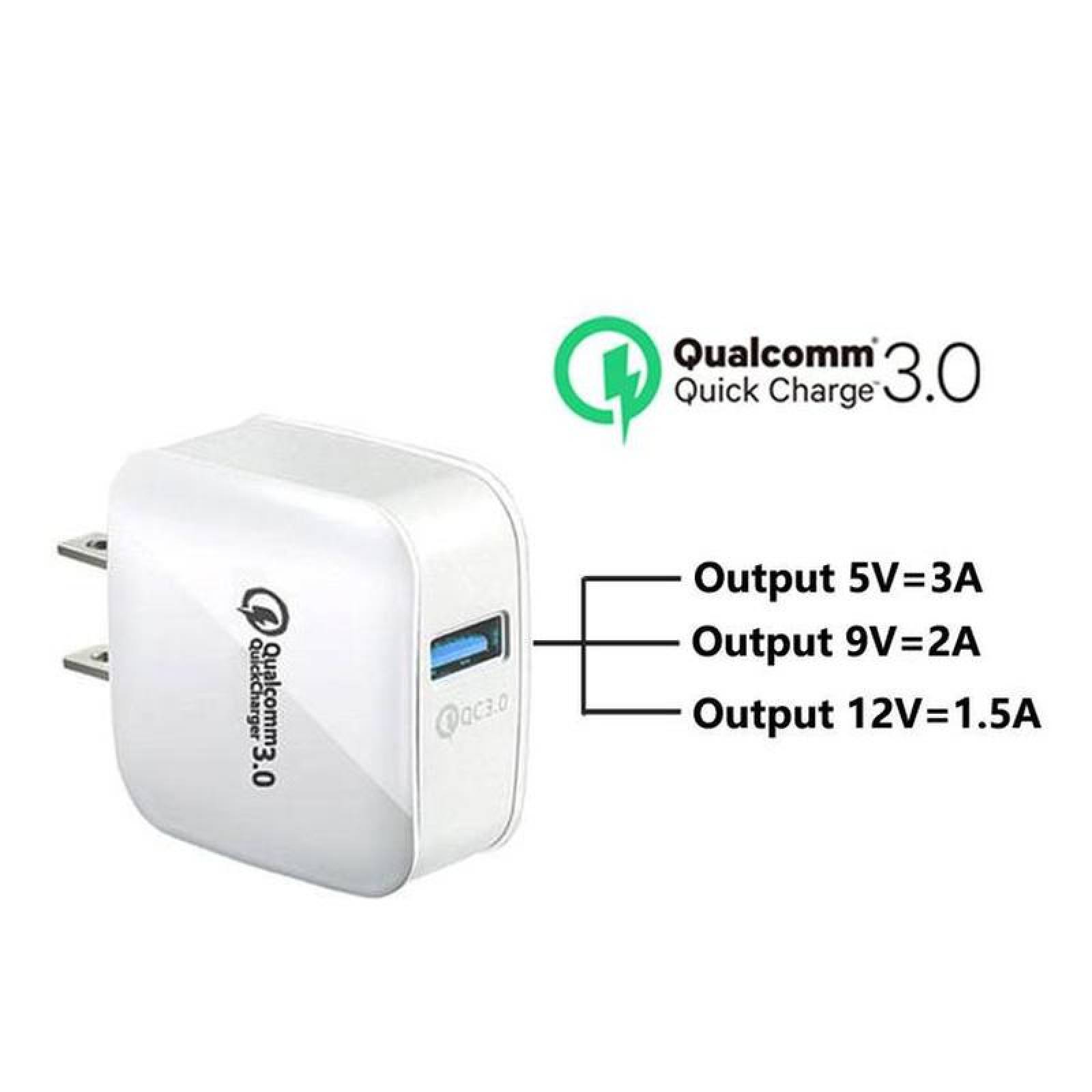 Cargador de Pared de un Puerto MXALC-001-6 1 Puerto USB 100-240V 50-60Hz Max, 5V 3,0A Blanco, WallCharge