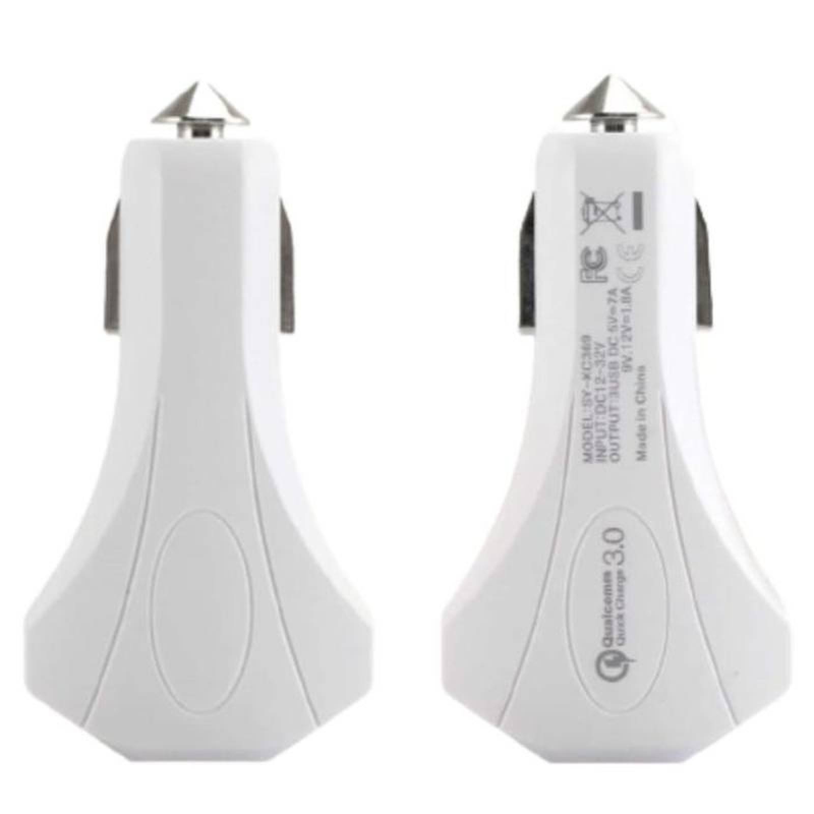 Cargador para Auto Charger Max MXARG-001-15 2 Puertos USB 1 Entrada tipo-C 12-24V Entrada 5V 2A Salida 12V 1,5A Max, 5 V 3,1A Blanco, ChargeMax