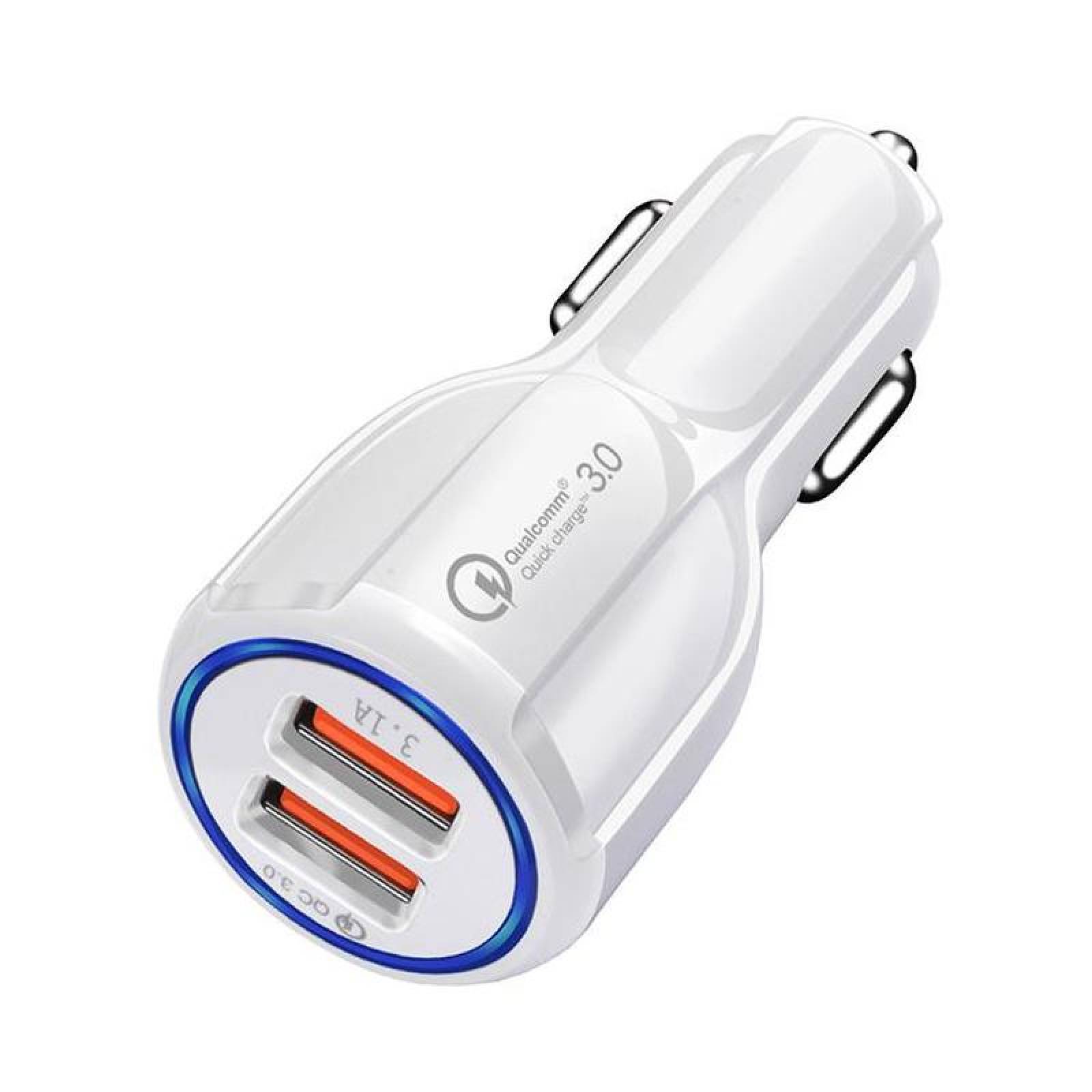 Cargador USB para Coche MXDUL-001-13 2 Puertos USB 12-24V Entrada 12V 2A Salida 12V 1,7A Max, 5 V 3,1A Blanco, DualCharge