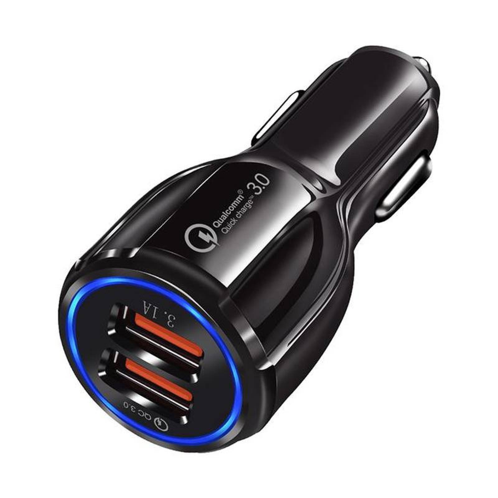 Cargador Doble para Carro MXDUL-002-2 2 Puertos USB 12-24V Entrada 12V 2A Salida 12V 1,7A Max, 5 V 3,1A Negro, DualCharge