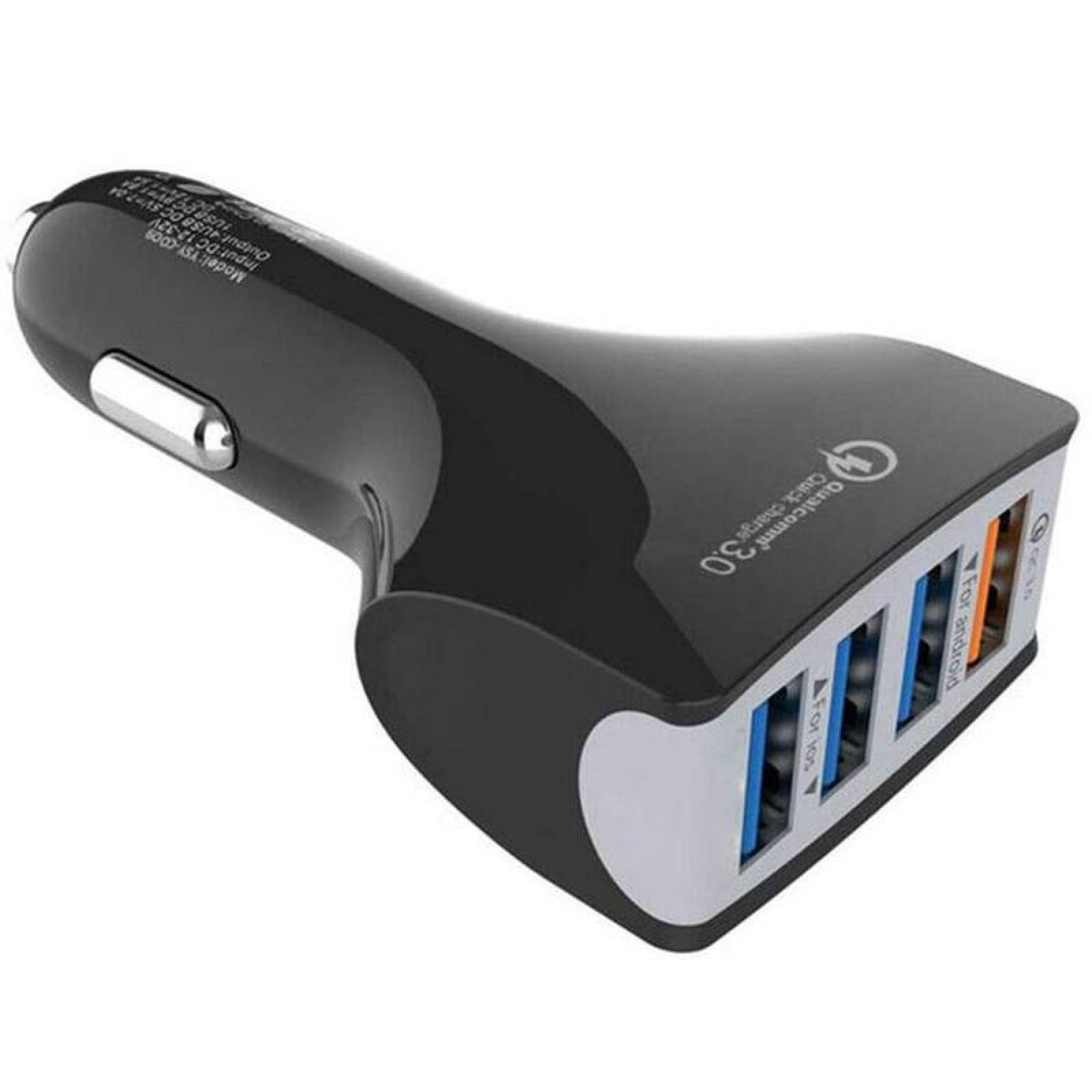 Adaptador para auto de carga Rápida MXHQC-001-8 4 Puertos USB 12-24V Entrada 12V 2A Salida 12V 3,5A Max, 5 V 1,7A Blanco, QuadCharge