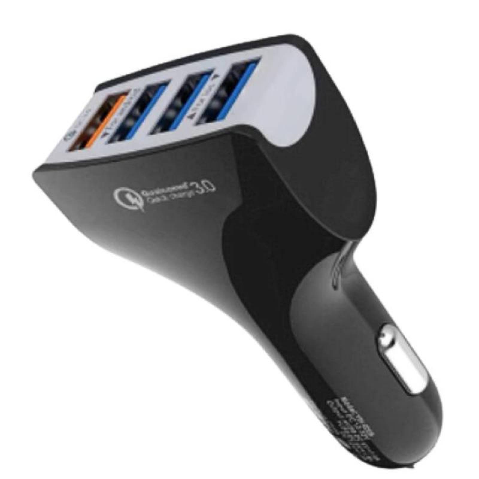 Cargador de Auto en Venta MXHQC-002-6 4 Puertos USB 12-24V Entrada 12V 2A Salida 12V 3,5A Max, 5 V 1,7A Negro, QuadCharge