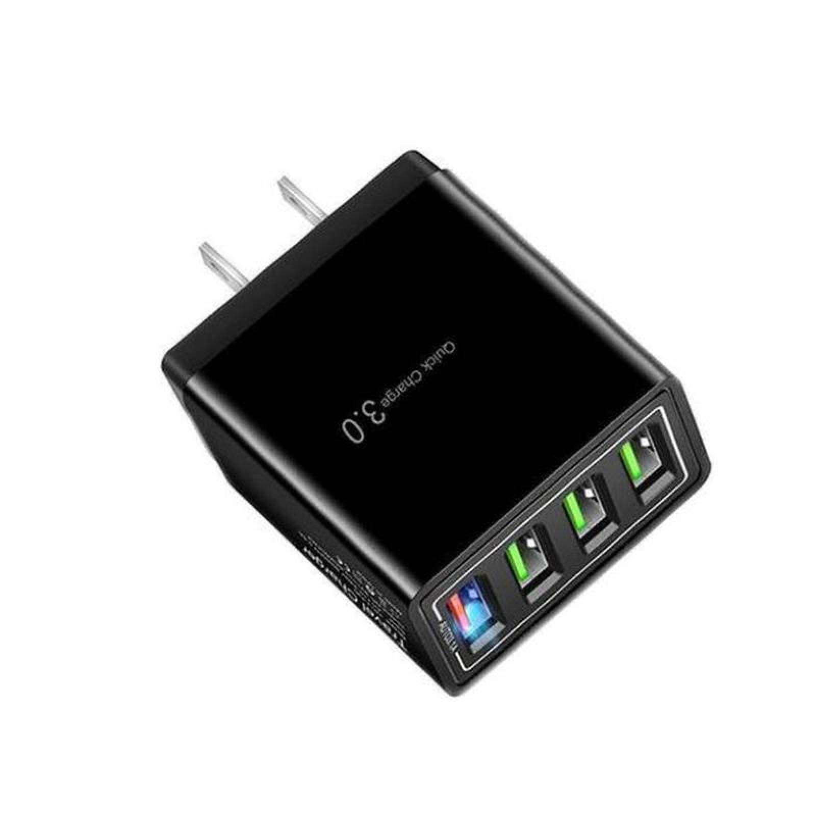Adaptador de Carga para Celular MXRGE-002-8 4 Puertos USB 100-240V 50-60Hz Max, 5V 2,1A Negro, ChargerUltra