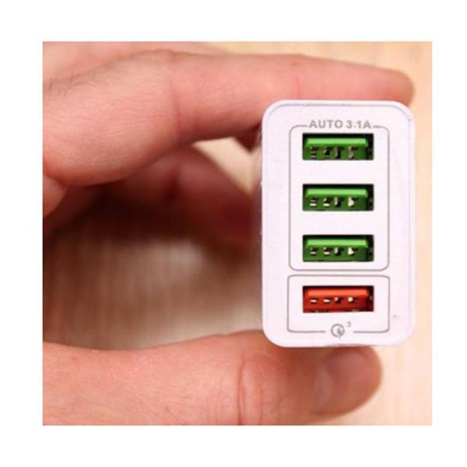 Adaptador de Carga para Celular MXRGE-002-8 4 Puertos USB 100-240V 50-60Hz Max, 5V 2,1A Negro, ChargerUltra