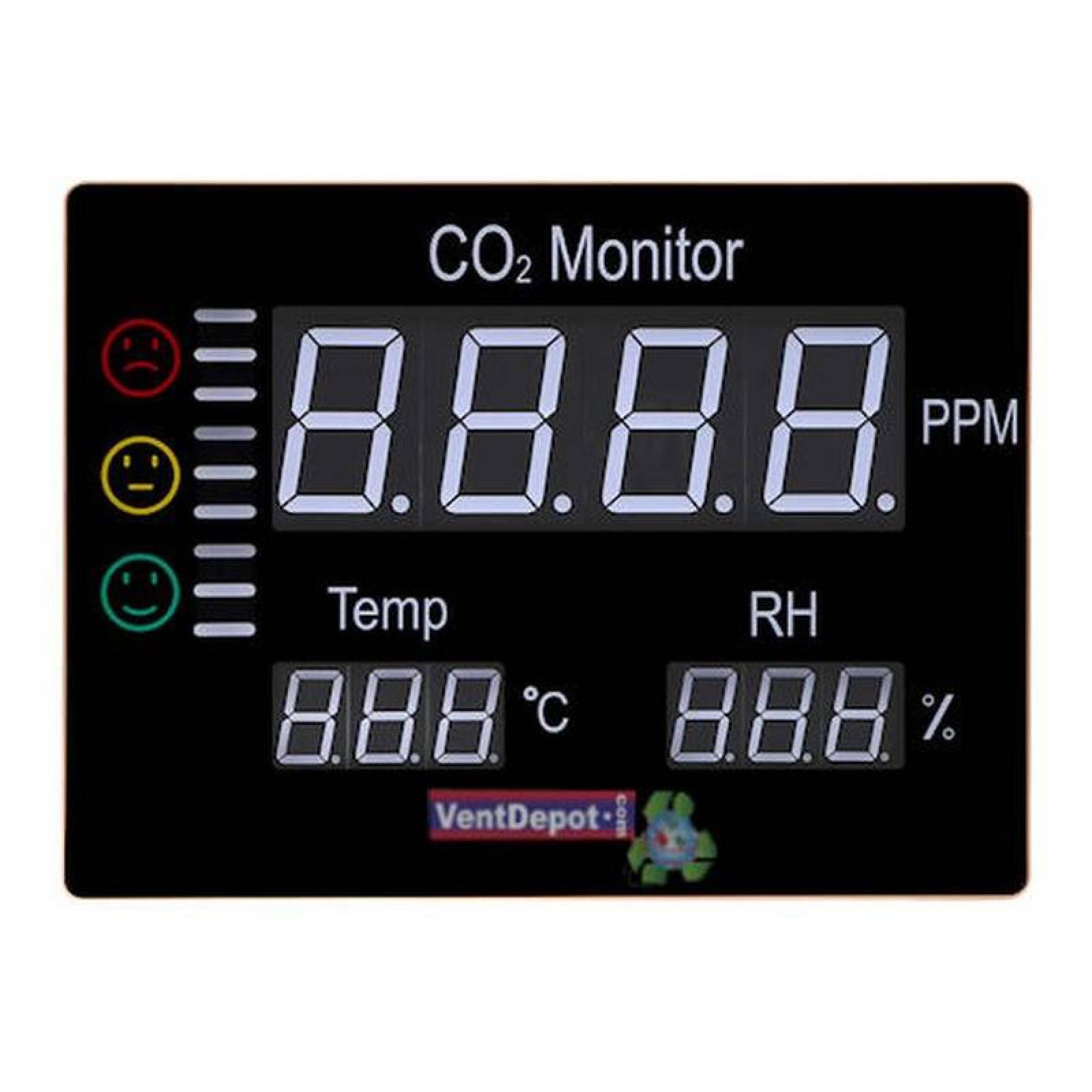 Medidor de Dioxido de Carbono MXDCX-001-4 Escala CO2 de 0 a 9999 PPMTemperatura -10 a 100CHumedad 0,1 a 99,9porciento RH 220V Consumo de energía 9V, DioxMonitor