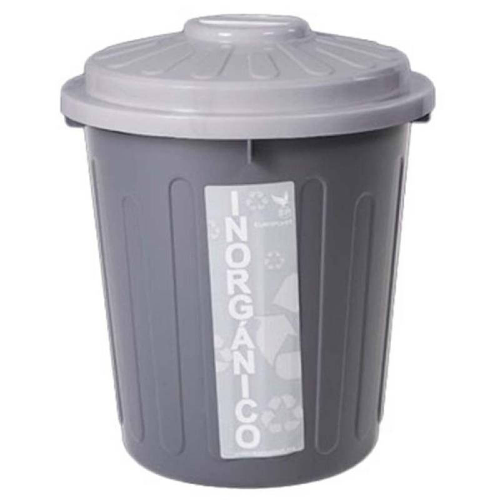 Bote para Basura para el Jardín MXRCB-001-1 1 Pza 22lts Polietileno Color Gris Tapa Gris, RecyMedGray