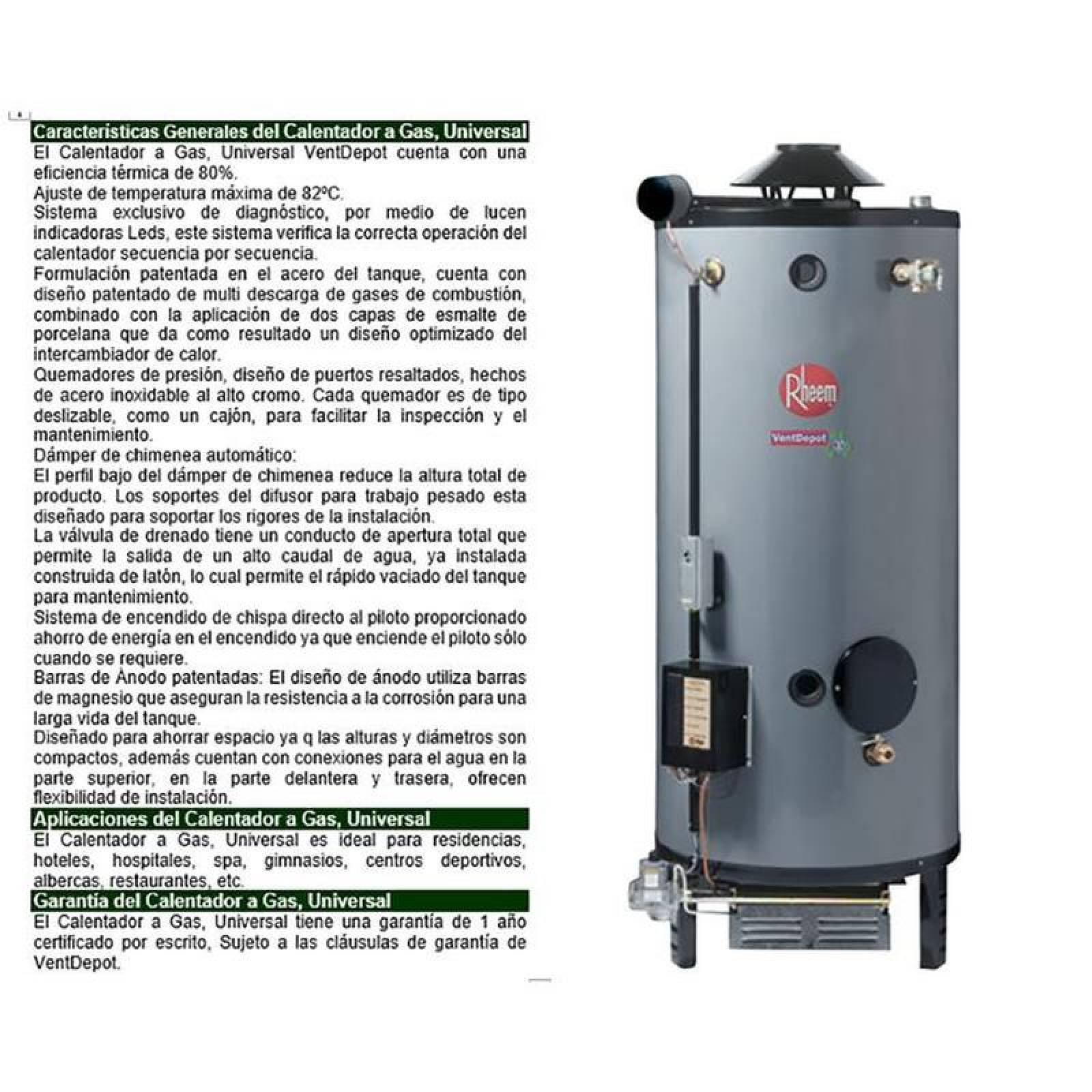 Calentador a Gas Baratos MXUNV-006-1 322L 8 Serv, 400KBTU Gas Natural ASME  Universal