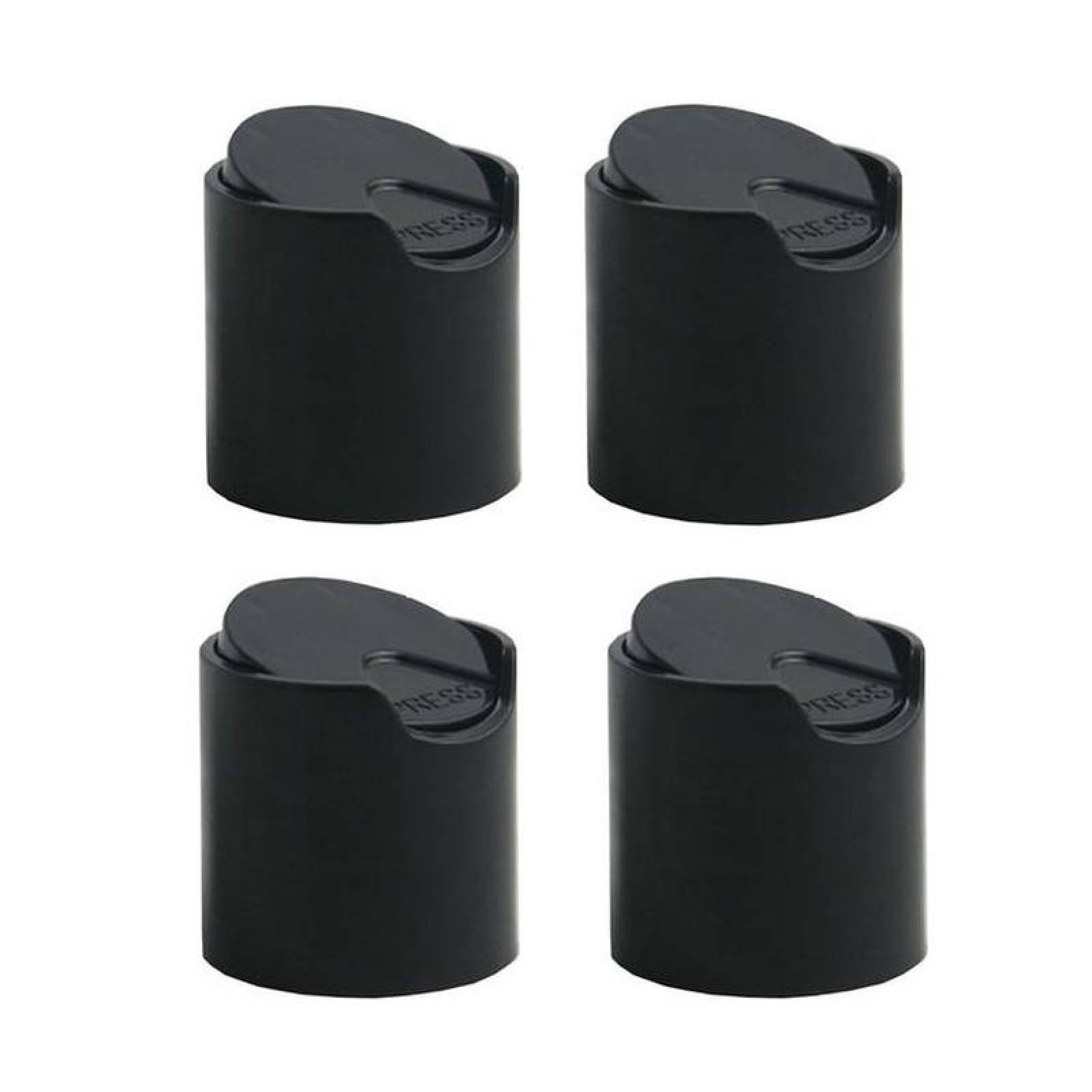 Tapas para Gel Antibacterial, MXBKL-004, 4 pzas, Rosca 24/410, Disc Top, Negro, Plástico, DiscBlack-24-410