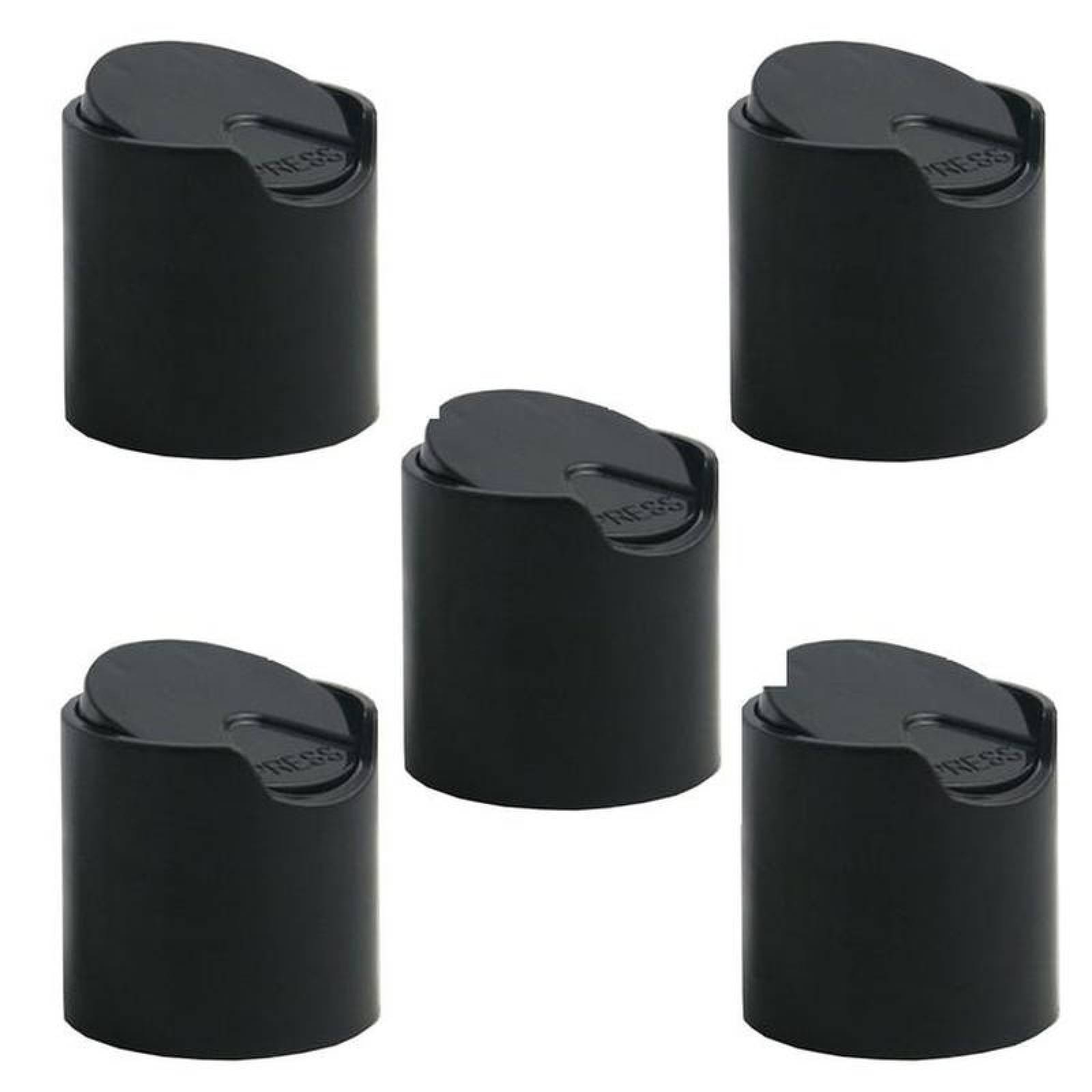 Tapas para Botellas, MXBKL-005, 5 pzas, Rosca 24/410, Disc Top, Negro, Plástico, DiscBlack-24-410