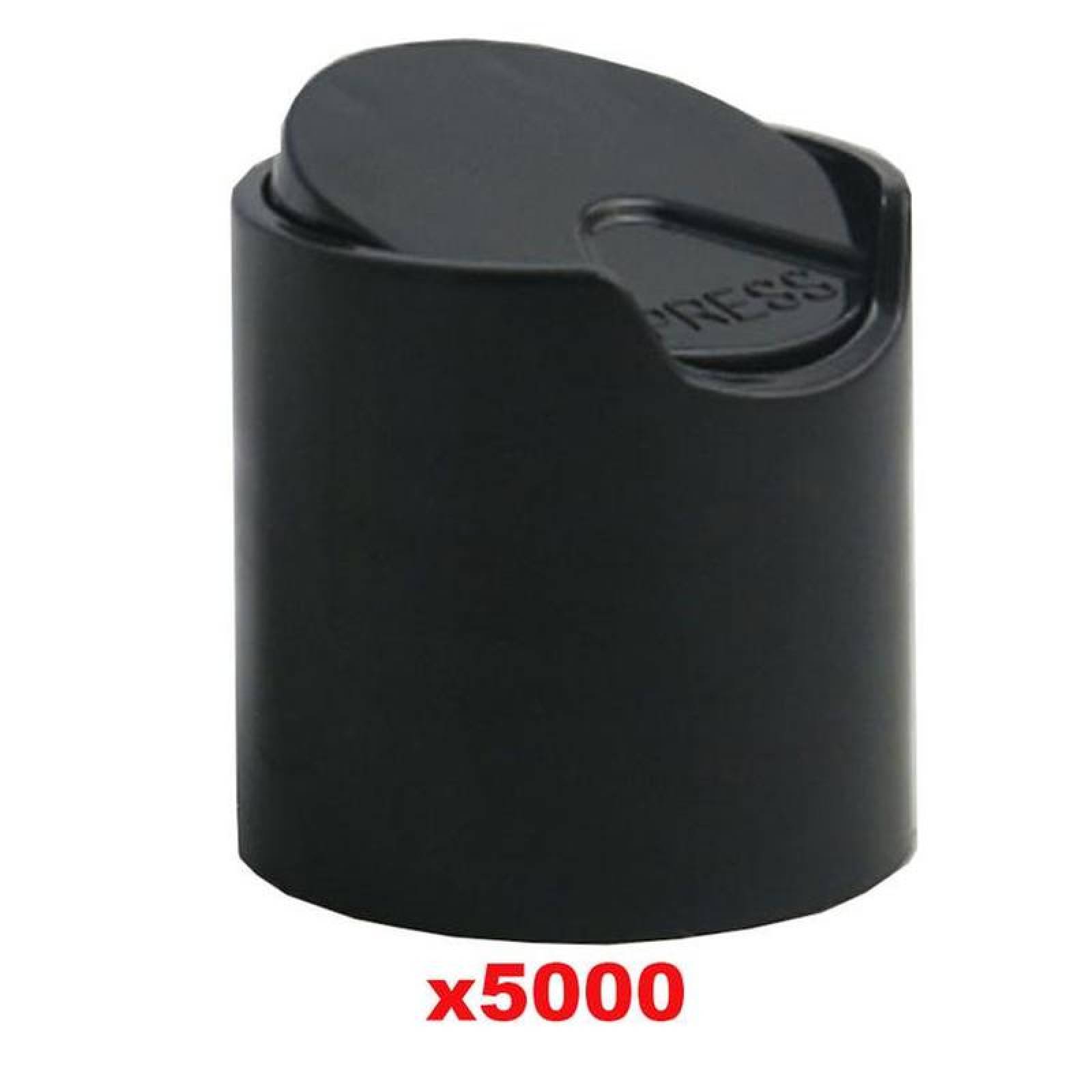 Tapa Negra Redonda, MXBKL-022, 5000 pzas, Rosca 24/410, Disc Top, Negro, Plástico, DiscBlack-24-410